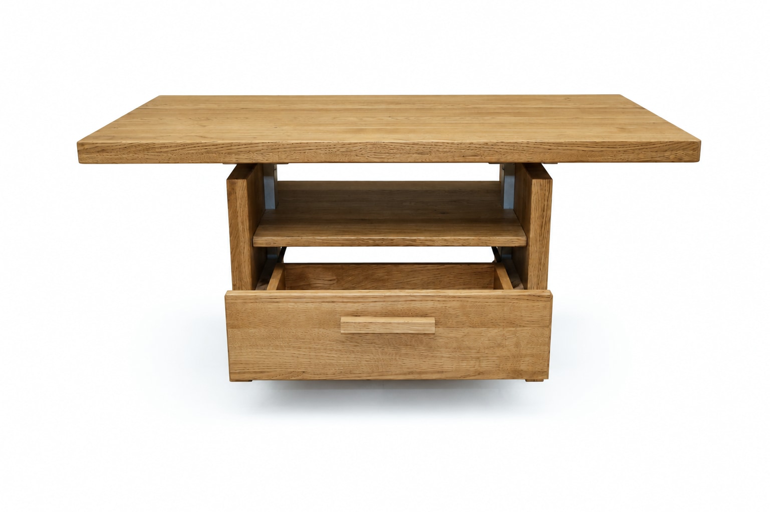 GOODproduct Couchtisch »Ravenna, Kaffeetisch« Wildeiche Natur/Smoke massiv, Liftfunktion, Schublade, Ablage