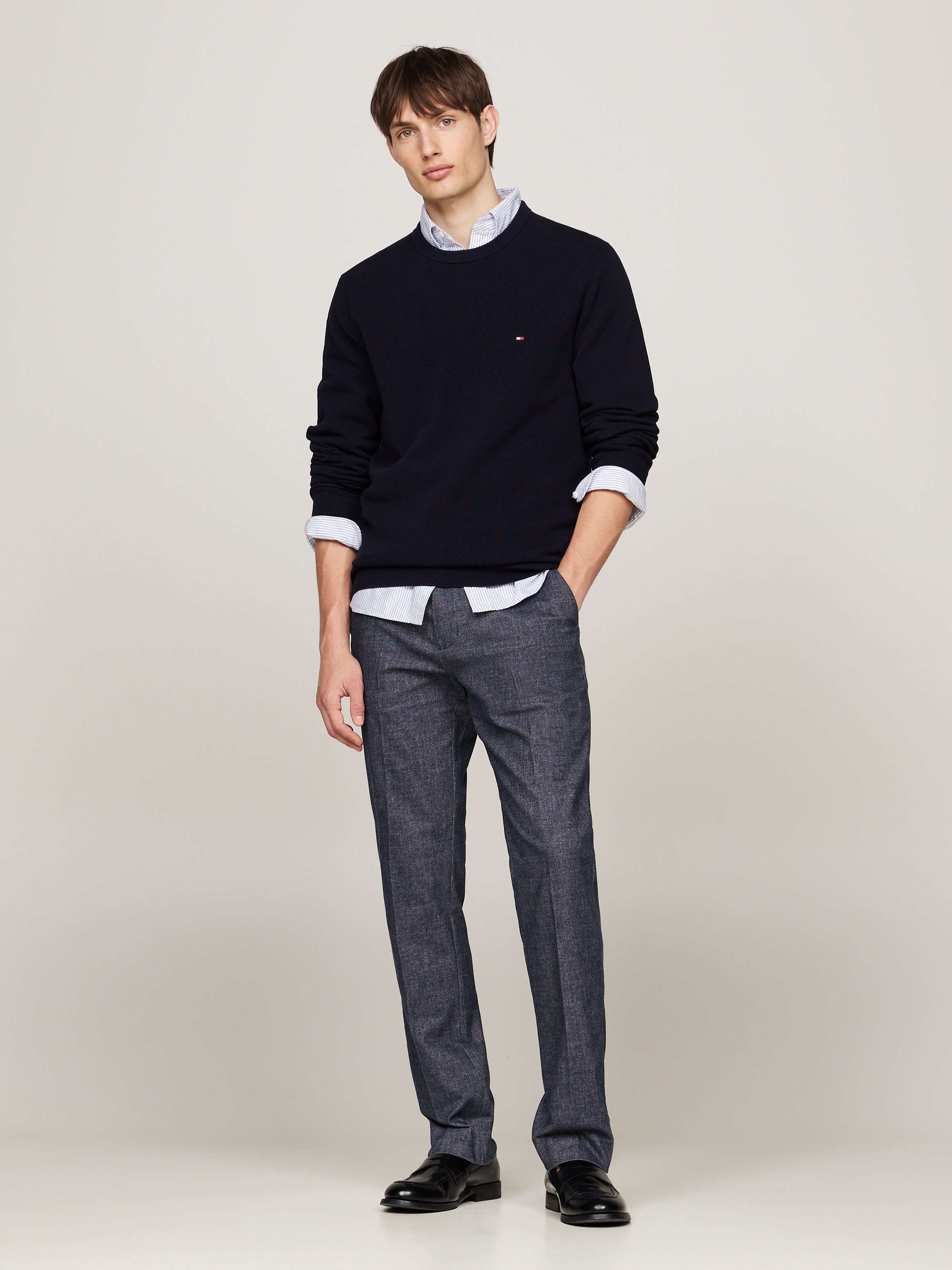 Tommy Hilfiger 5-Pocket-Hose »DC DENTON BRUSHED MARL«, meliertes Design, mit Bügelfalten