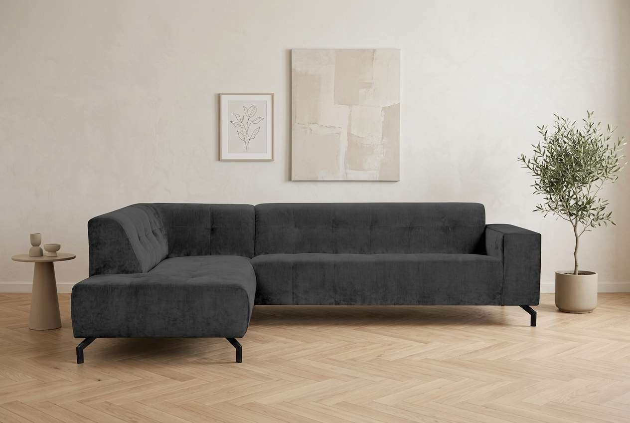 GOODproduct Canapé d'angle »NEW Lorcan« Chenille Bezug, Breite 275 cm, Metallfüsse