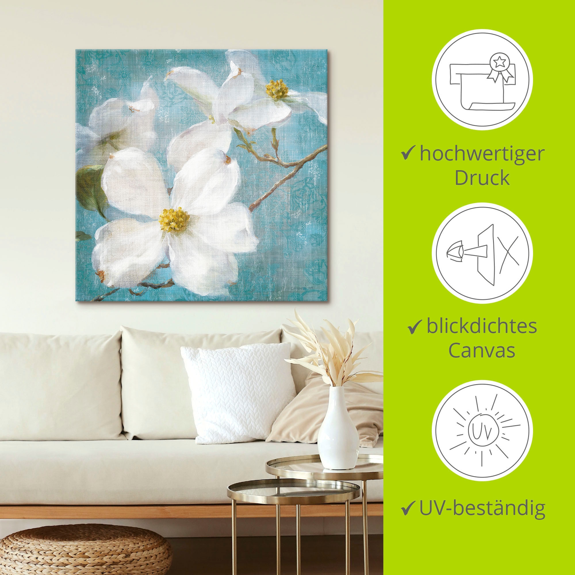 Artland Leinwandbild »Vintage Blüte I« Blumen 1 Stk. tlg. auf Holzrahmen gespannt