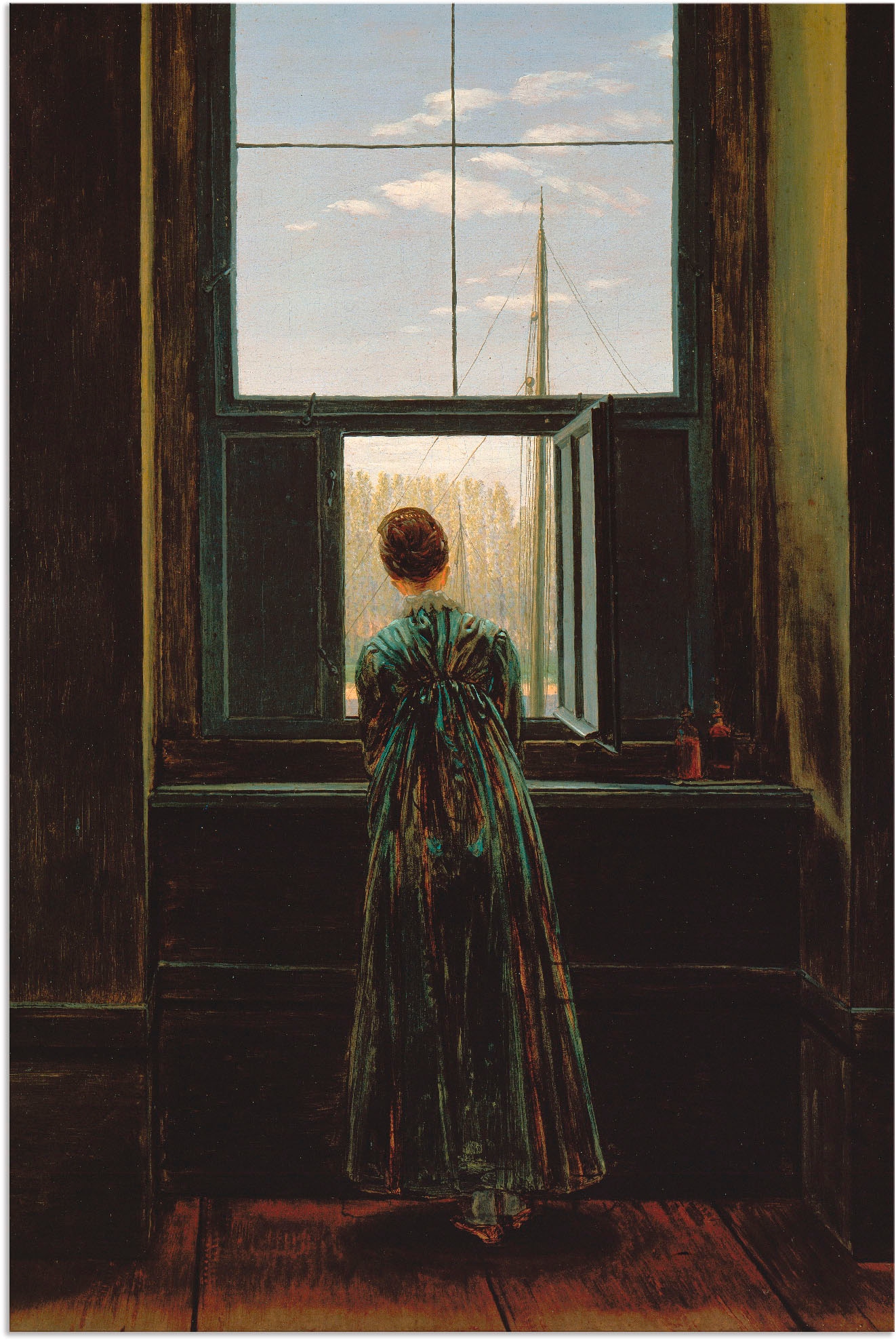 Image of Artland Alu-Dibond-Druck "Frau am Fenster. 1822(?)" Frau 1 Stk. tlg. für Innen- und Aussenbereich geeignet, Outdoorbild