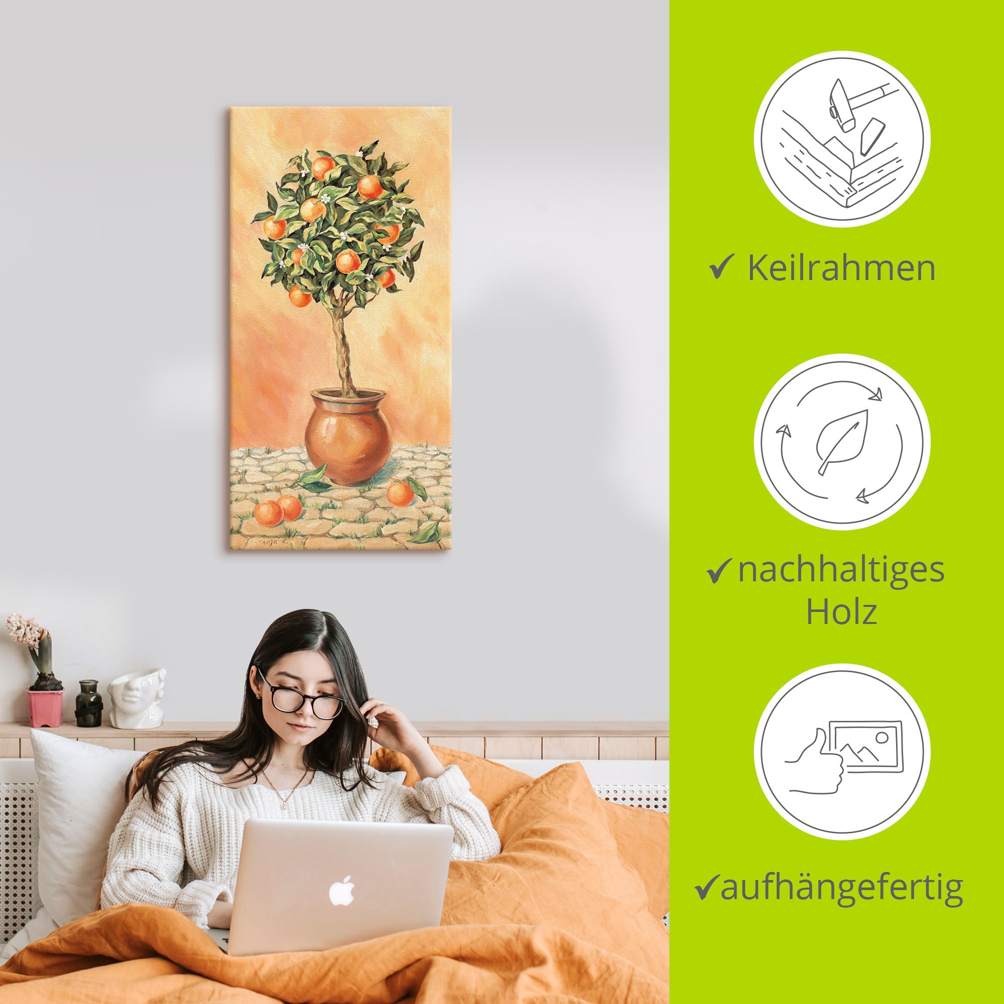 Artland Wandbild »Orangenbaum I«, Pflanzen, (1 St.), als Alubild, Outdoorbild, Leinwandbild, Wandaufkleber, versch. Grössen