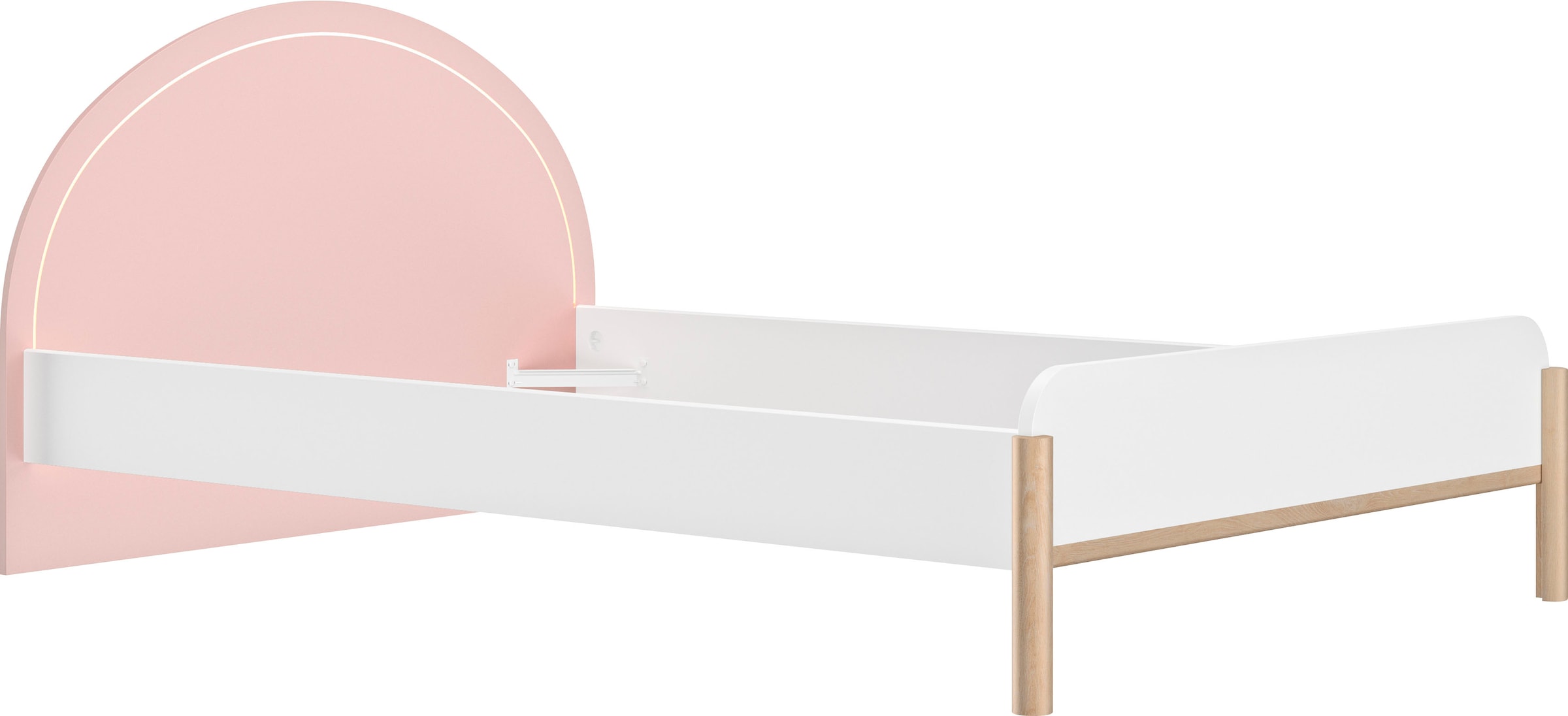 Gami Jugendbett »Einzelbett, Kinderbett, mit LED-Beleuchtung am Kopfteil, 90x200 cm«, Elegantes Design für eine sanfte und feminine Atmosphäre.