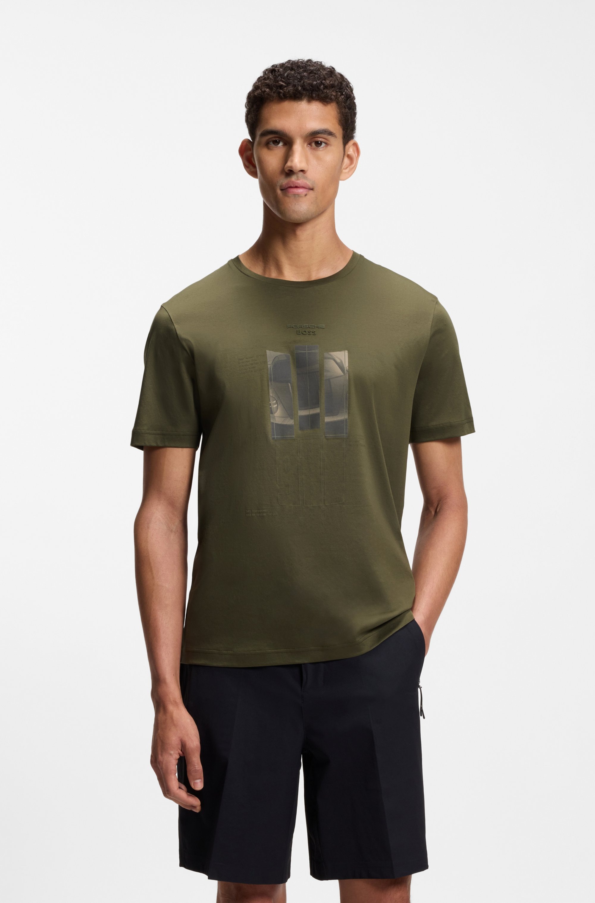 Image of BOSS GREEN T-Shirt "Porsche Spirit 70 Capsule Collection" Premium Herrenmode Innovative Geruchskontroll-Technologie HEIQ MINT