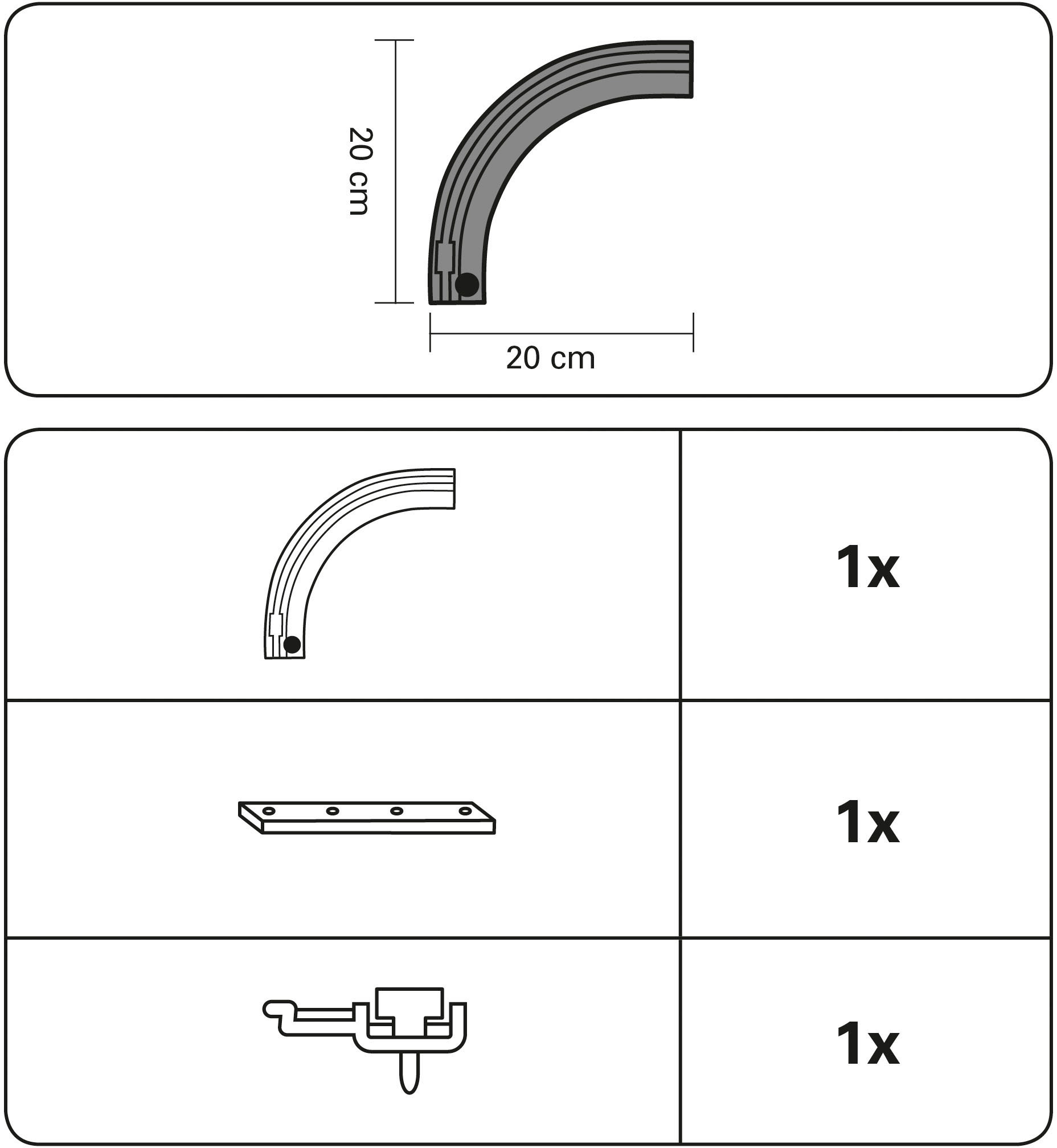 GARDINIA Gardinenschiene »Rundbogen«, 1 läufig-läufig, Fixmass, Serie Aluminium-Vorhangschiene 1-läufig