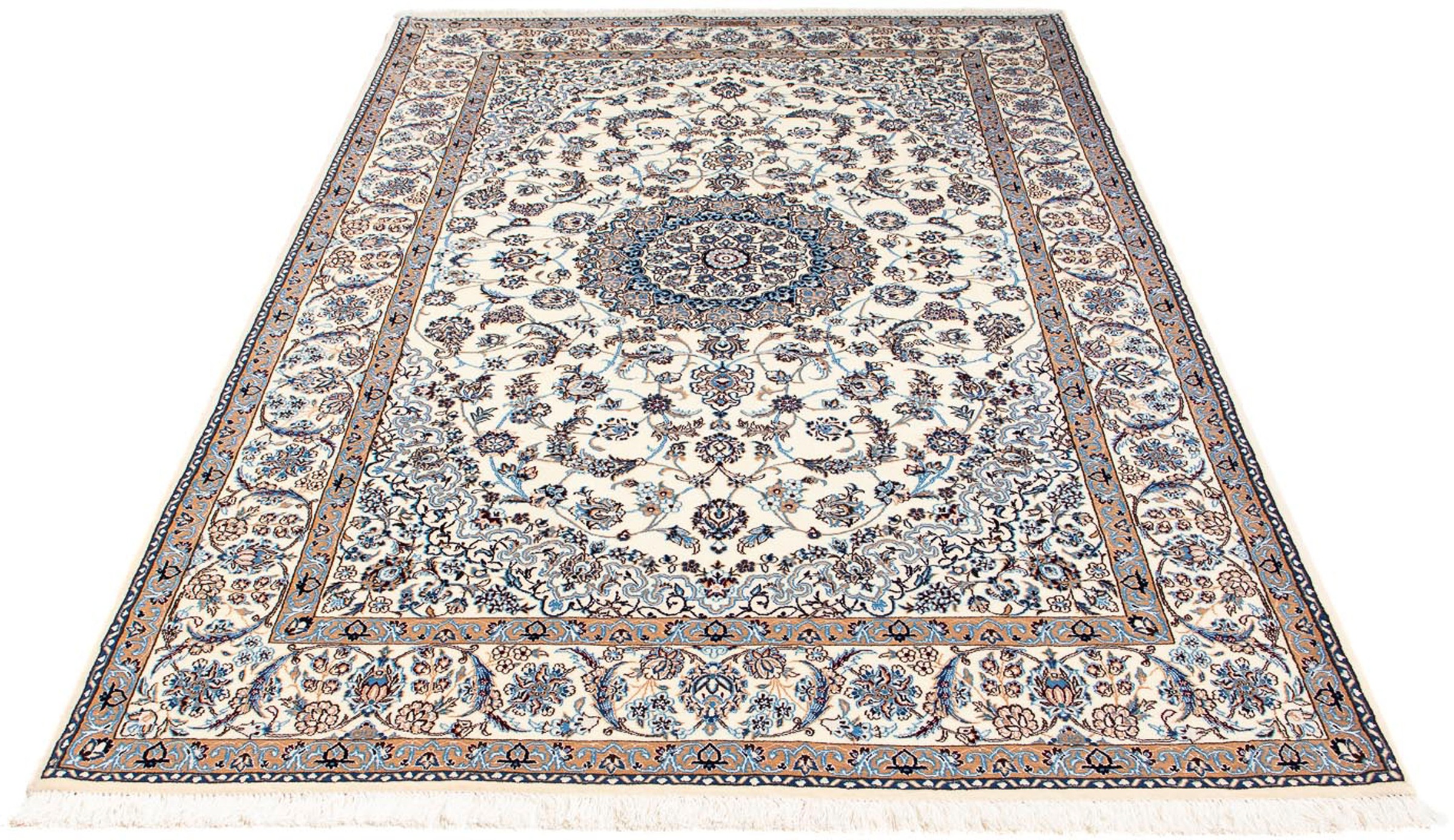 Image of morgenland Orientteppich »Perser - Nain - Premium - 216 x 134 cm - beige«, rechteckig, 6 mm Höhe, Wohnzimmer, Handgeknüpft, Einzelstück mit Zertifikat bei Ackermann Versand Schweiz
