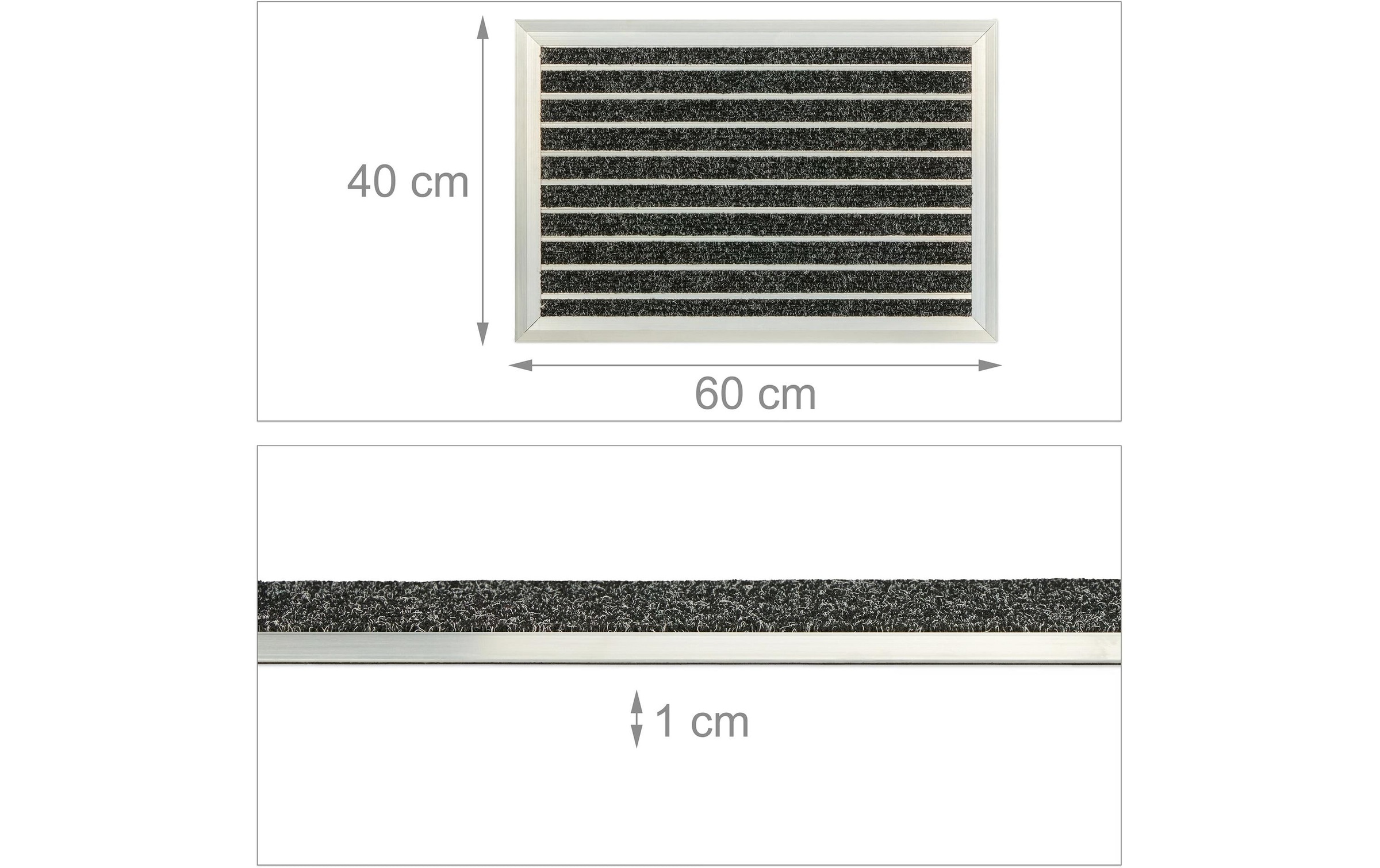 relaxdays Fussmatte »Aluminium 40 cm x 60 cm, Schwarz/Silber«