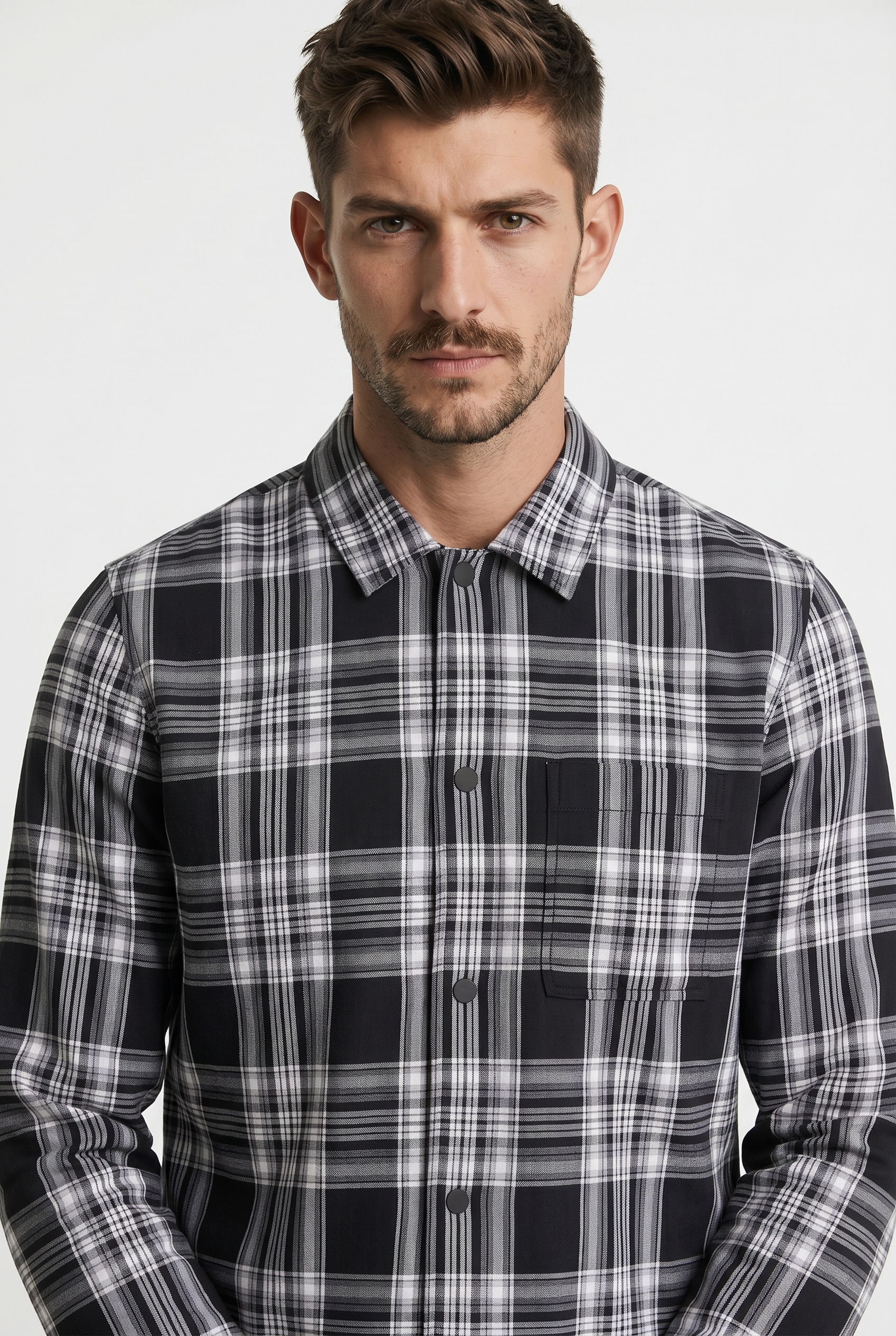 Image of Calvin Klein Jeans Karohemd "BT TWILL CHECK SNAPS OVERSHIRT" in Grossen Grössen, Brusttasche