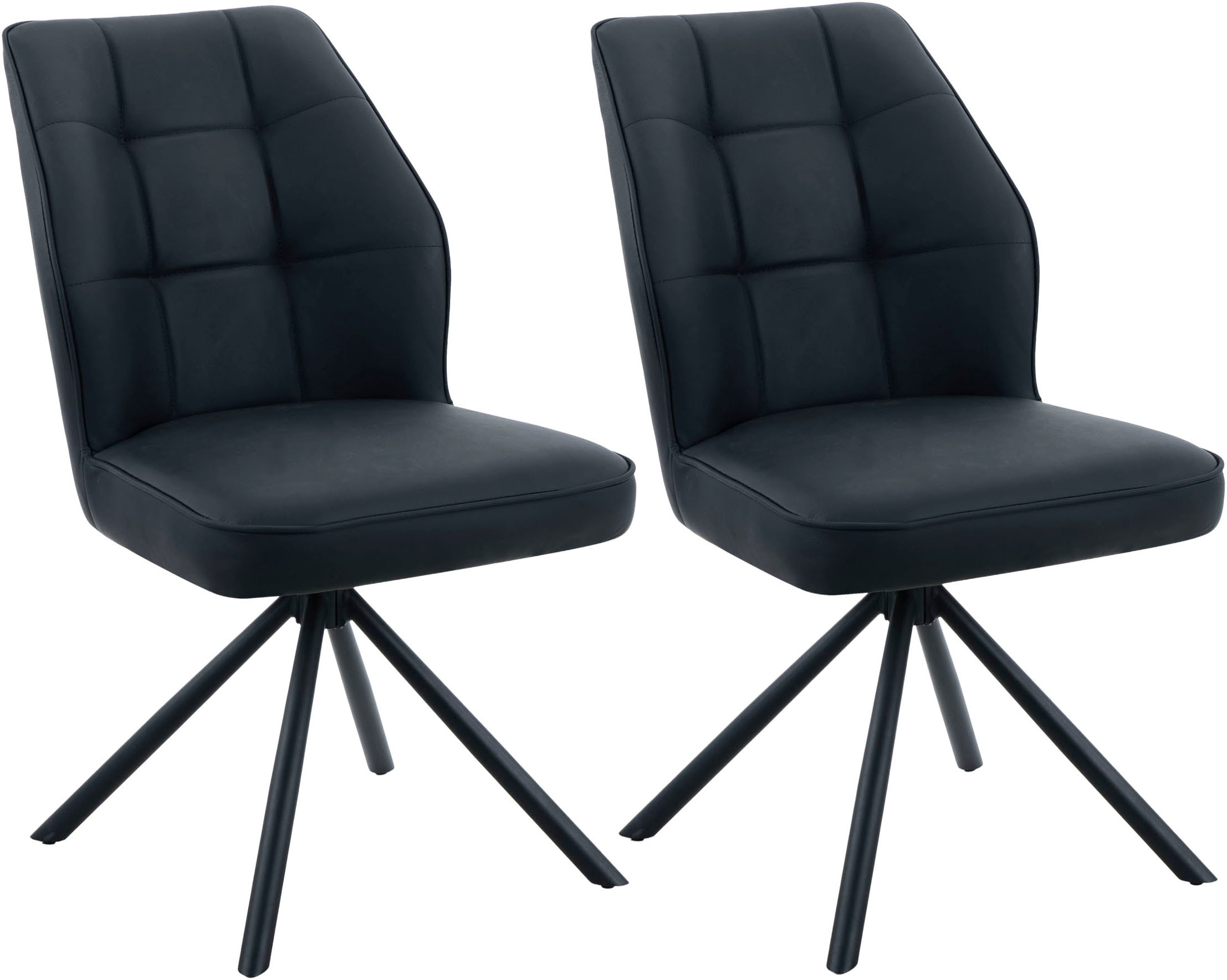 Image of HELA 4-Fussstuhl "BRAGA" (Set) 2 Stk.XL Sitzbreite, 360 drehbar mit Auto-Return, Echtleder