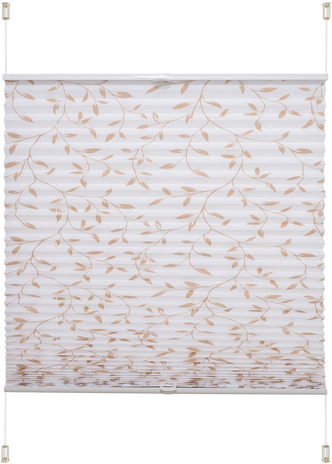 Liedeco Plissee "Klemmfix-Plissee verspannt, Druck Blätter" blickdicht ohne Bohren verspannt Bedrucktes Plissee mit Blattmotiv