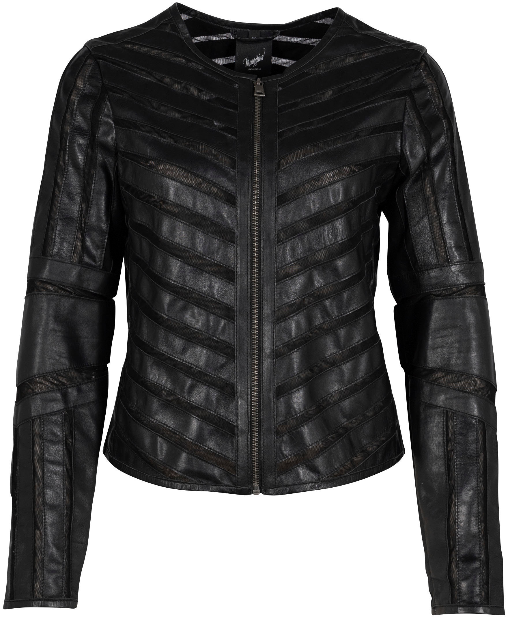 Mauritius Lederjacke »MWSuri LELEV«, gepatchtes Leder, Rundhals,Reissverschluss
