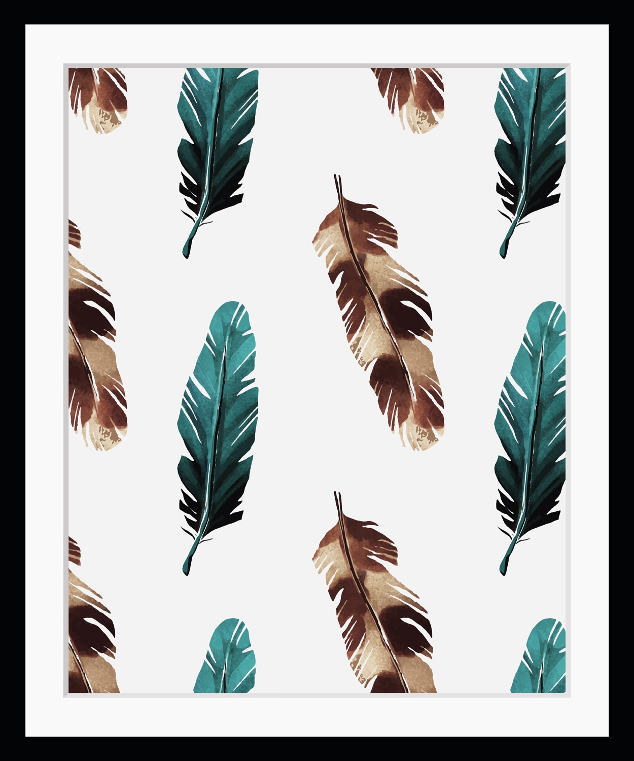 Image of queence Bild "Frida" Federn Kunst HD Premium Poster-Druck inkl. Holzrahmen