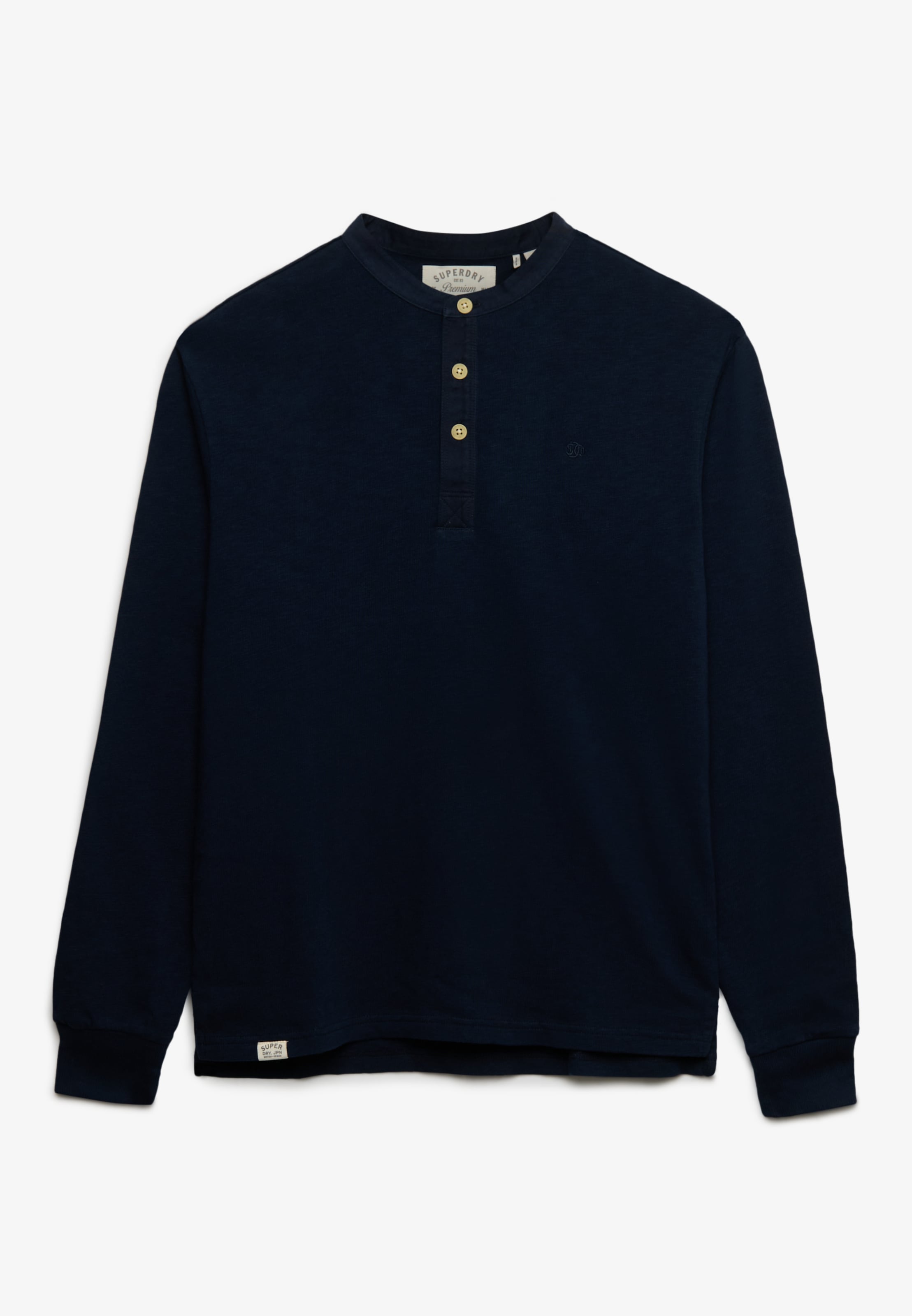 Superdry T-shirt à manches longues »WOVEN PLACKET GRANDAD TOP« Baumwolle, relaxed fit