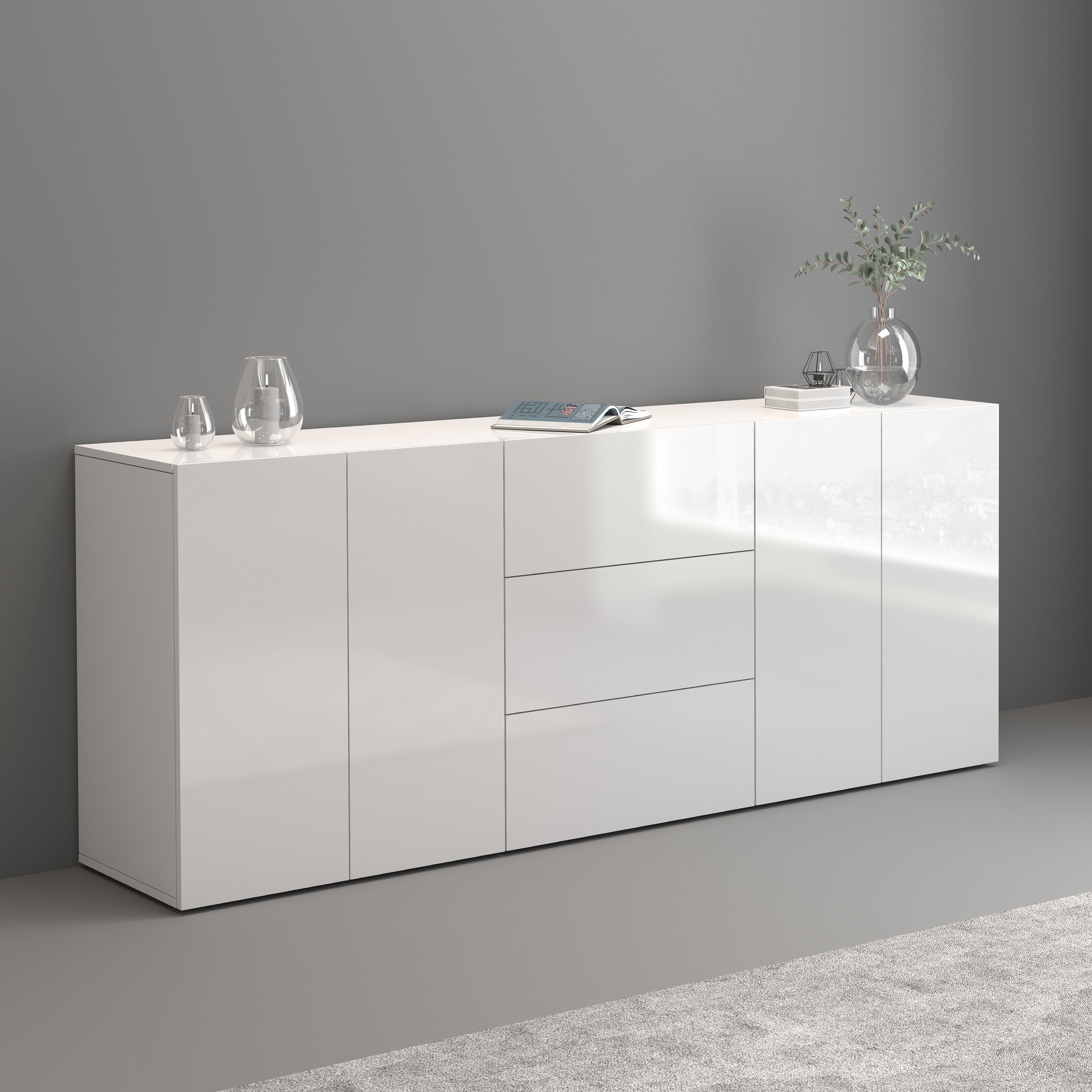 Image of GOODproduct Sideboard "Egypt, Kommode, Schrank, grifflos" 4 Türen, 3 Schubkästen mit Push-To-Open,komplett Hochglanz Breite 200