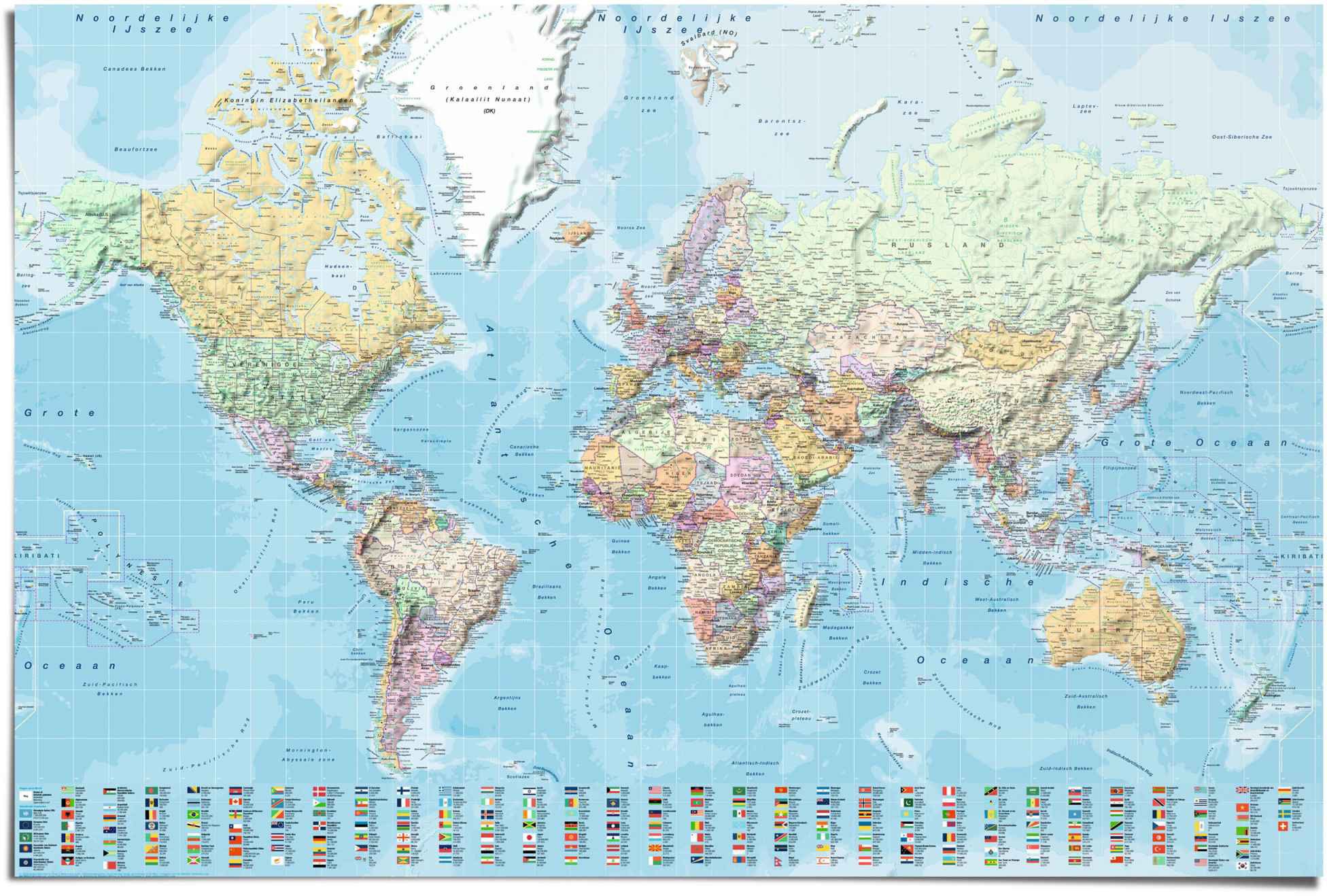 Image of Reinders! Poster »Weltkarte niederländisch«, (1 St.) bei Ackermann Versand Schweiz