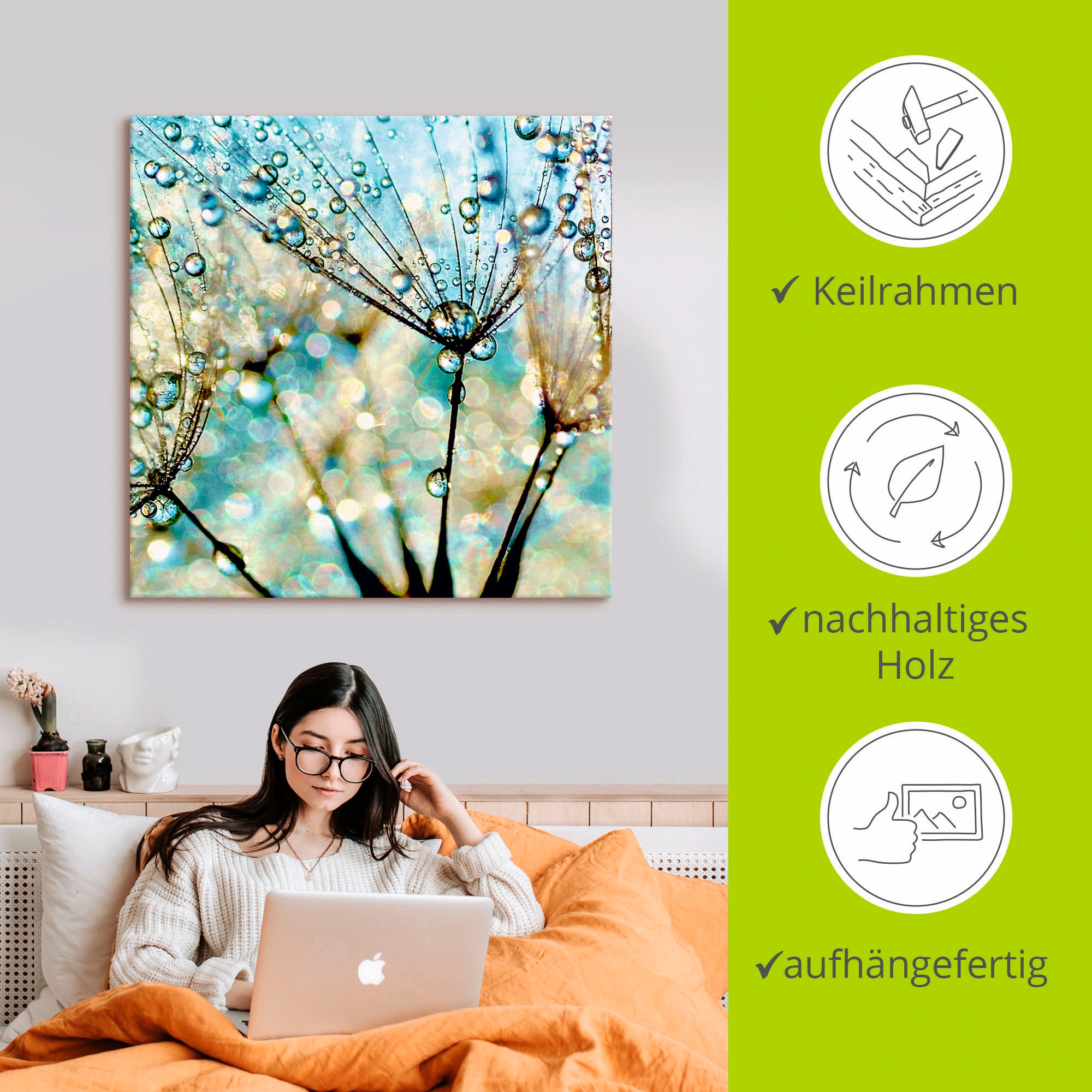 Artland Wandbild »Pusteblume Blaue Diamanten« Blumen 1 Stk. tlg. als Alubild, Outdoorbild, Leinwandbild, Poster, Wandaufkleber
