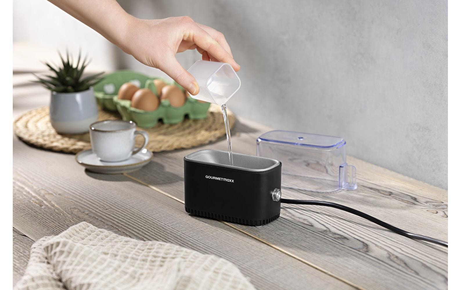 GOURMETmaxx Cuiseur d'œufs »Kompakt 2.0 250 W« für 2 cuis Eier 250 W Kompakter Design-Eierkocher für zwei Frühstückseier