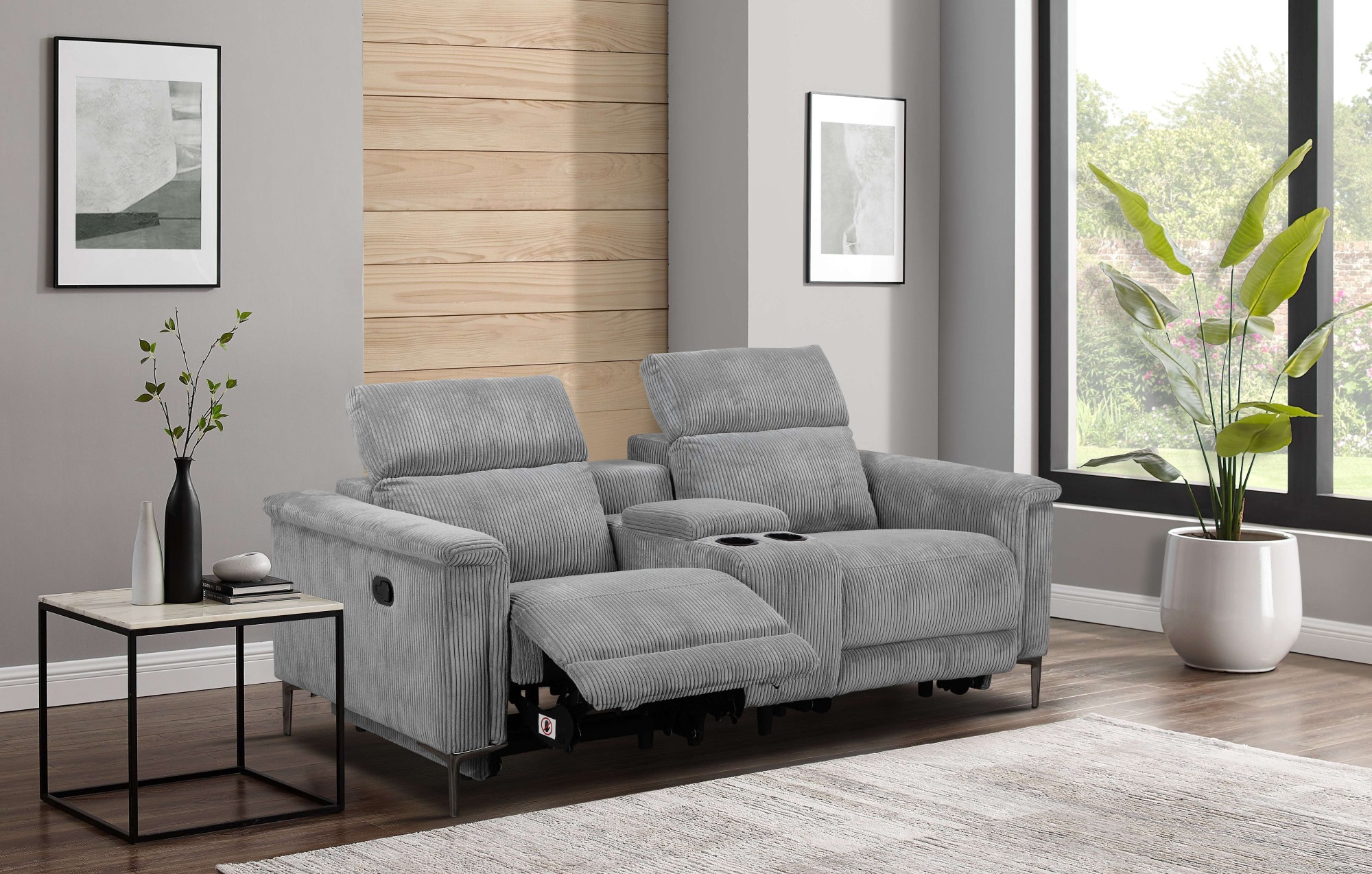Home affaire 2-places »Lund in Cord, 2er-Kinosofa, TV-Sessel, Multimedia-Sofa, USB-A,« m. elektrischer o. manueller Relaxfunktion, Getränkehalter u. Staufach