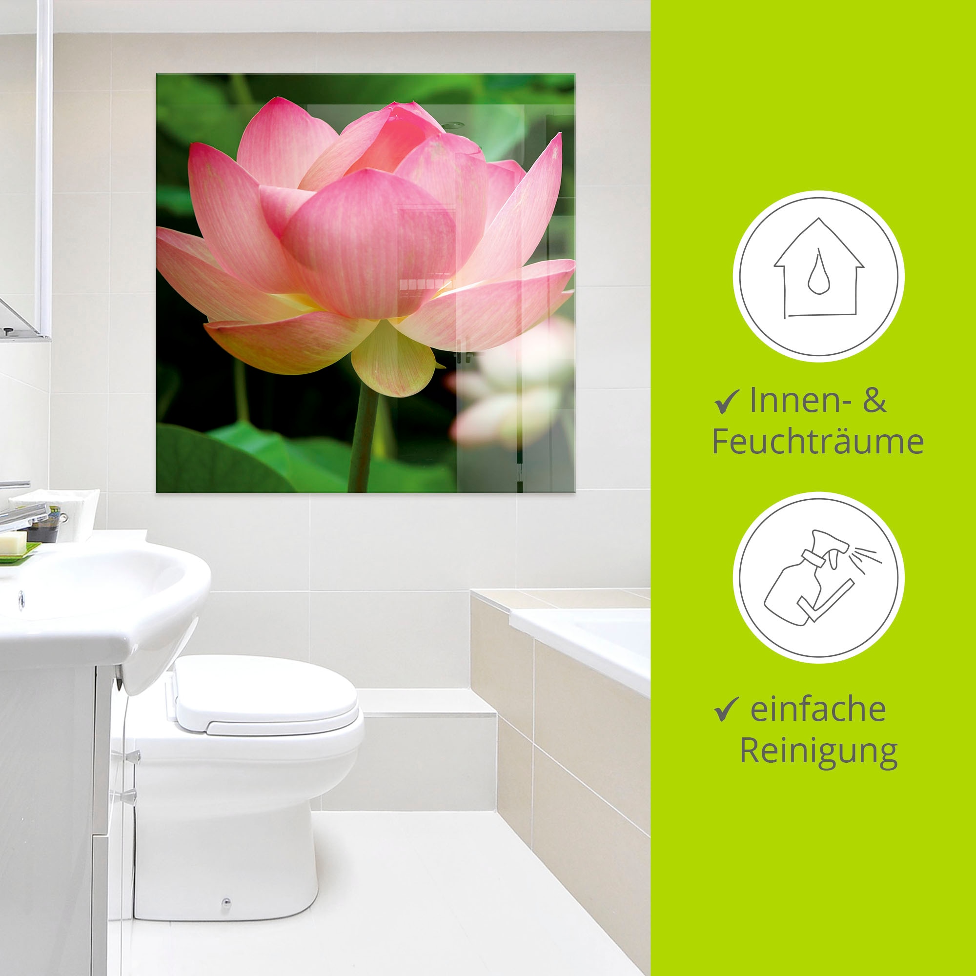 Artland Glasbild »Lotus - Seerose«, Blumen, (1 St.), in verschiedenen Grössen