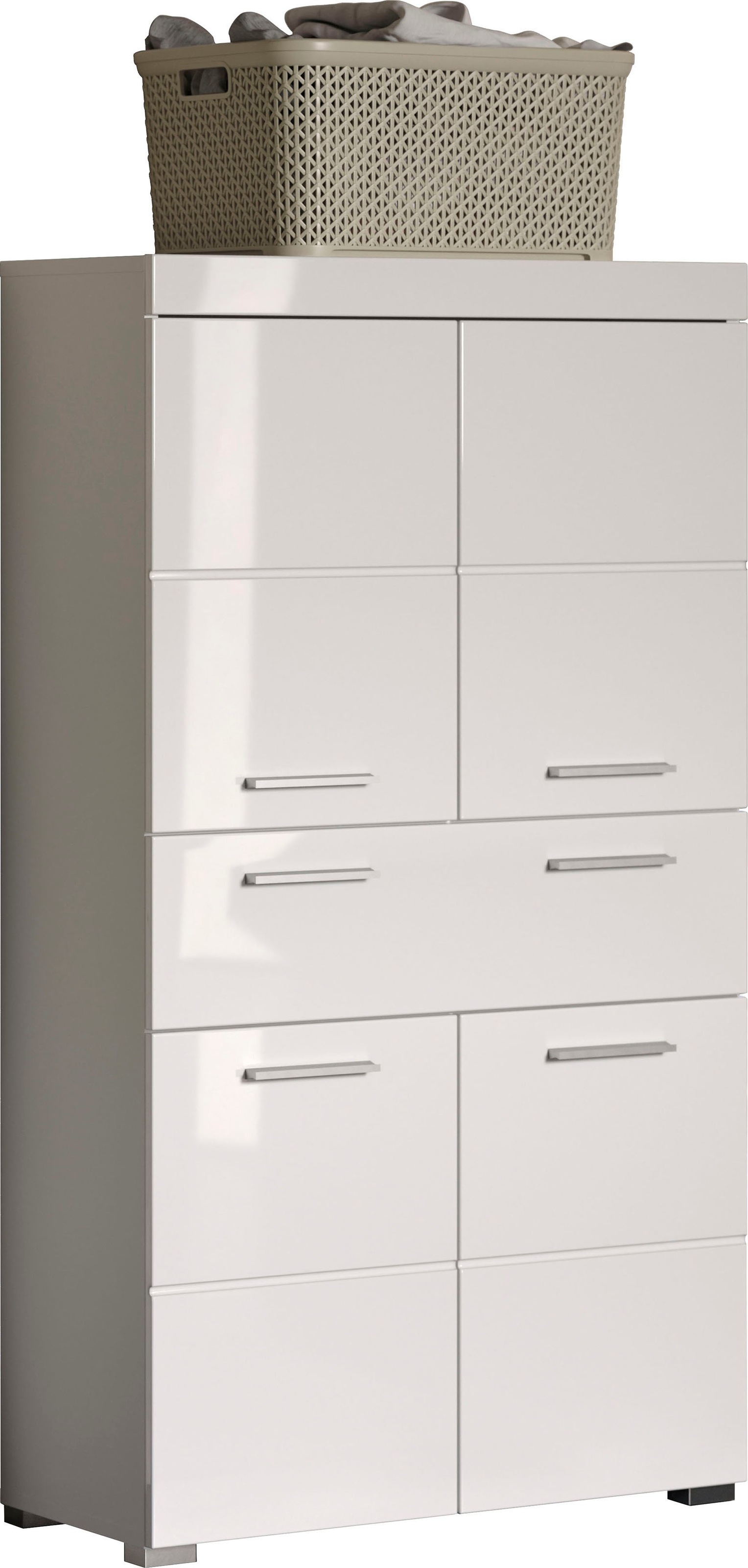 welltime Midischrank »Avena« Standschrank mit 4 Türen, 1 Schublade - (B/T/H) 73/31/130 cm