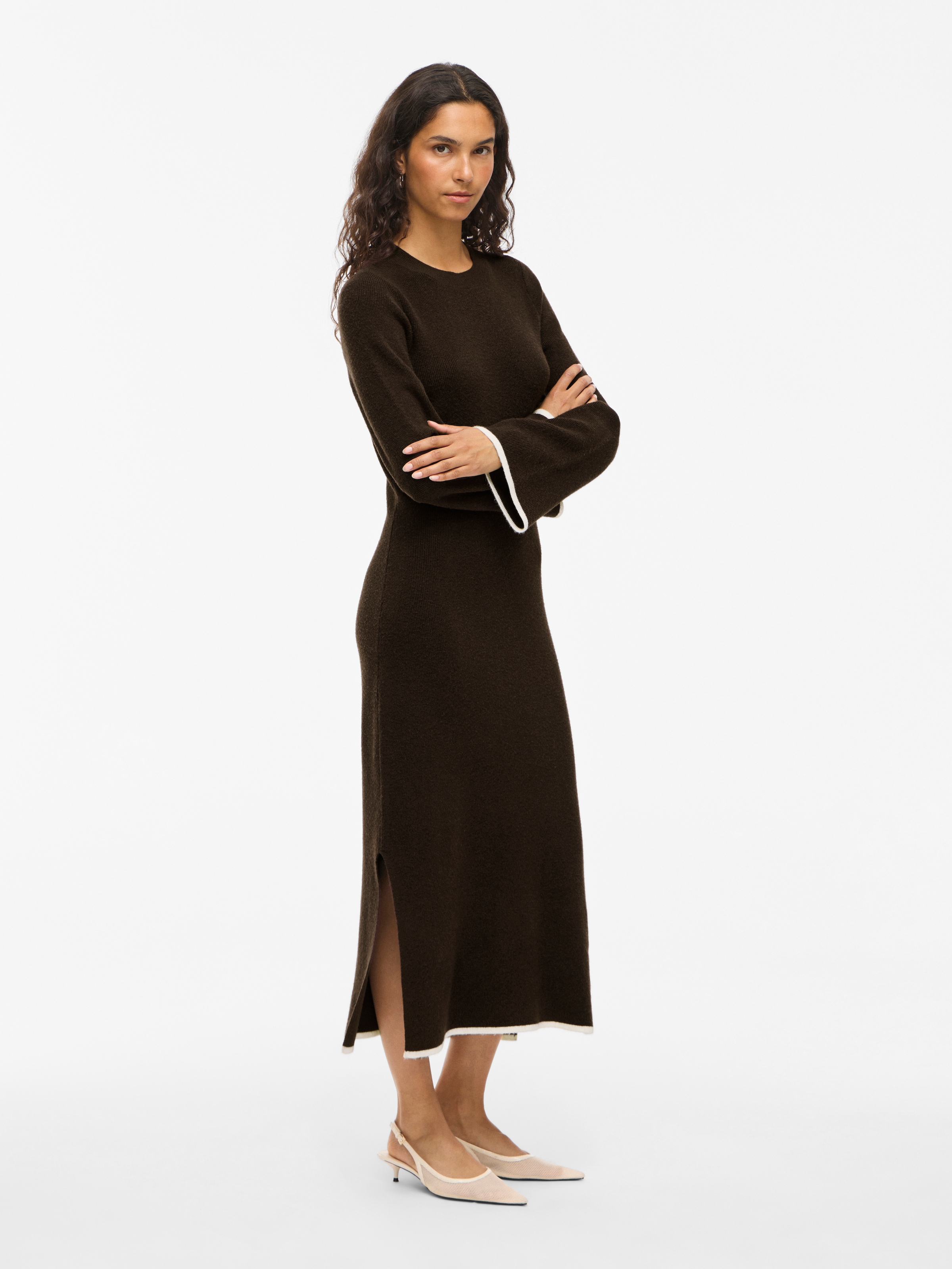 Vila Robe en tricot »VIKERRY O-NECK L/S KNIT MAXI DRESS-NOOS« mélange de matériaux, coupe régulière