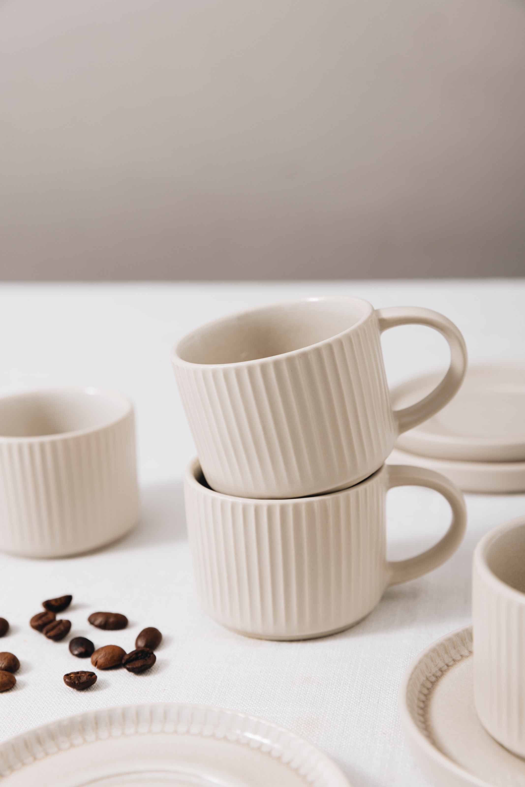 GOODproduct Tasse à expresso »Ylvii, 12er Set, bestehend aus 6 Tassen + 6 Untertassen« für 6 Personen, spülmaschinenfest und mikrowellengeeignet, 90 ml