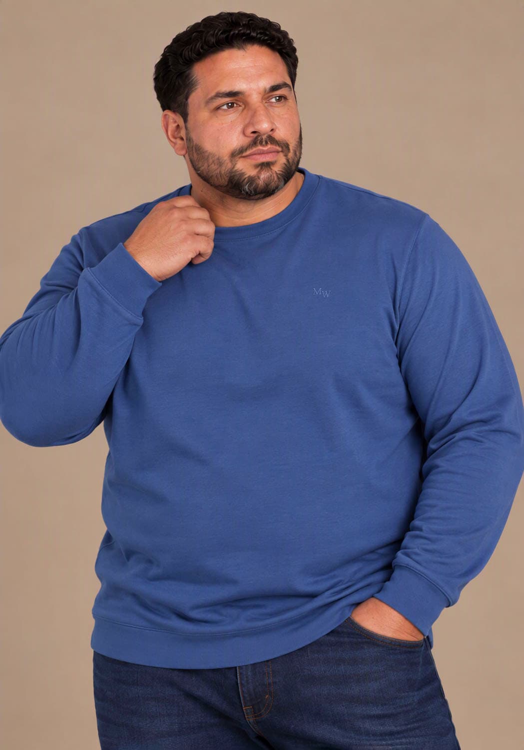 Image of Mans World Plus Rundhalsshirt "auch in Grosse Grössen bis Gr. 7XL Bauch-Fit" 2-er Pack, normaler Schnitt, Langarm, unifarbenes Basic