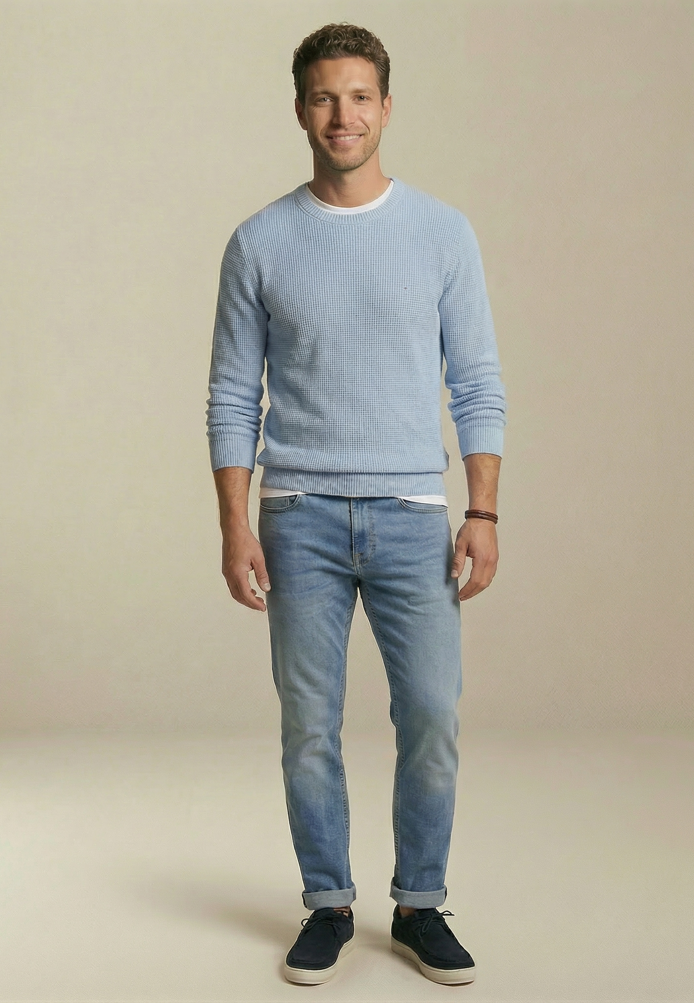 FYNCH-HATTON Strickpullover aus Baumwolle, normale Passform, hüftbedeckende Länge