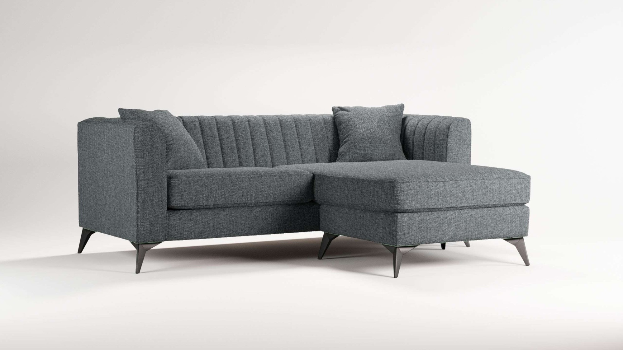 Places of Style Ecksofa »MATTHEW L-Form ideal für kleine Räume, Masse B/T/H: 201/162/74 cm«, elegantes Designsofa, feine Steppung im Rücken, incl. Zierkissen
