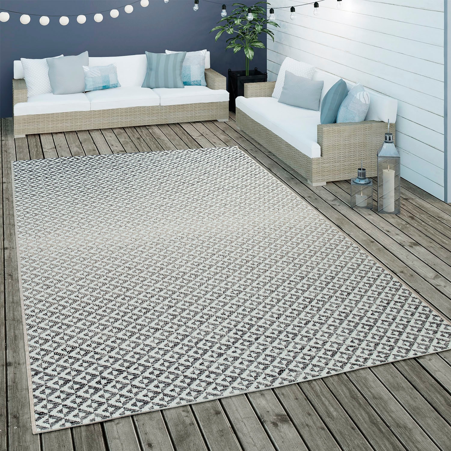 Paco Home Teppich »Kortrijk modernes Outdoor und kaufen 745«, Flachgewebe, In- geometrisches Design, rechteckig, geeignet