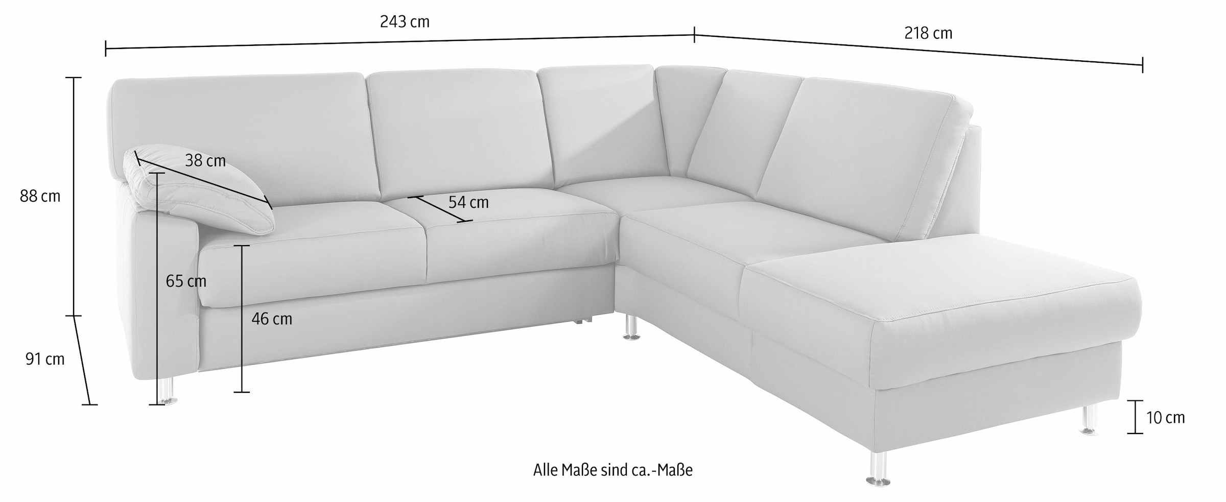 sit&more Ecksofa »Belfort L-Form«, wahlweise mit Vorziehsitz und Bettkasten