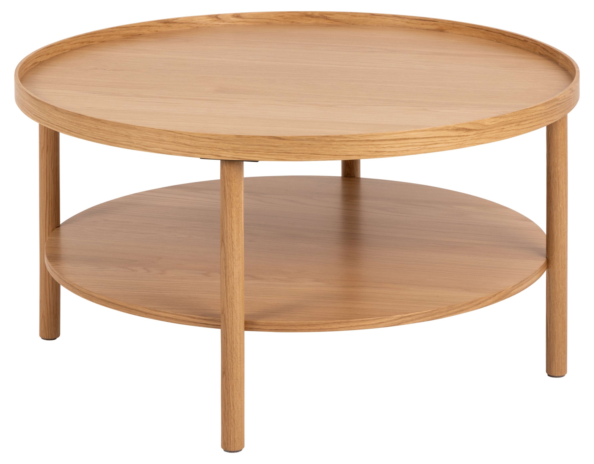 Image of ACTONA GROUP Couchtisch "Banbury, Sofatisch, Wohnzimmertisch" 80x80x42cm, 2 Ebenen, Eichenfurnier, runde Form, FSC™