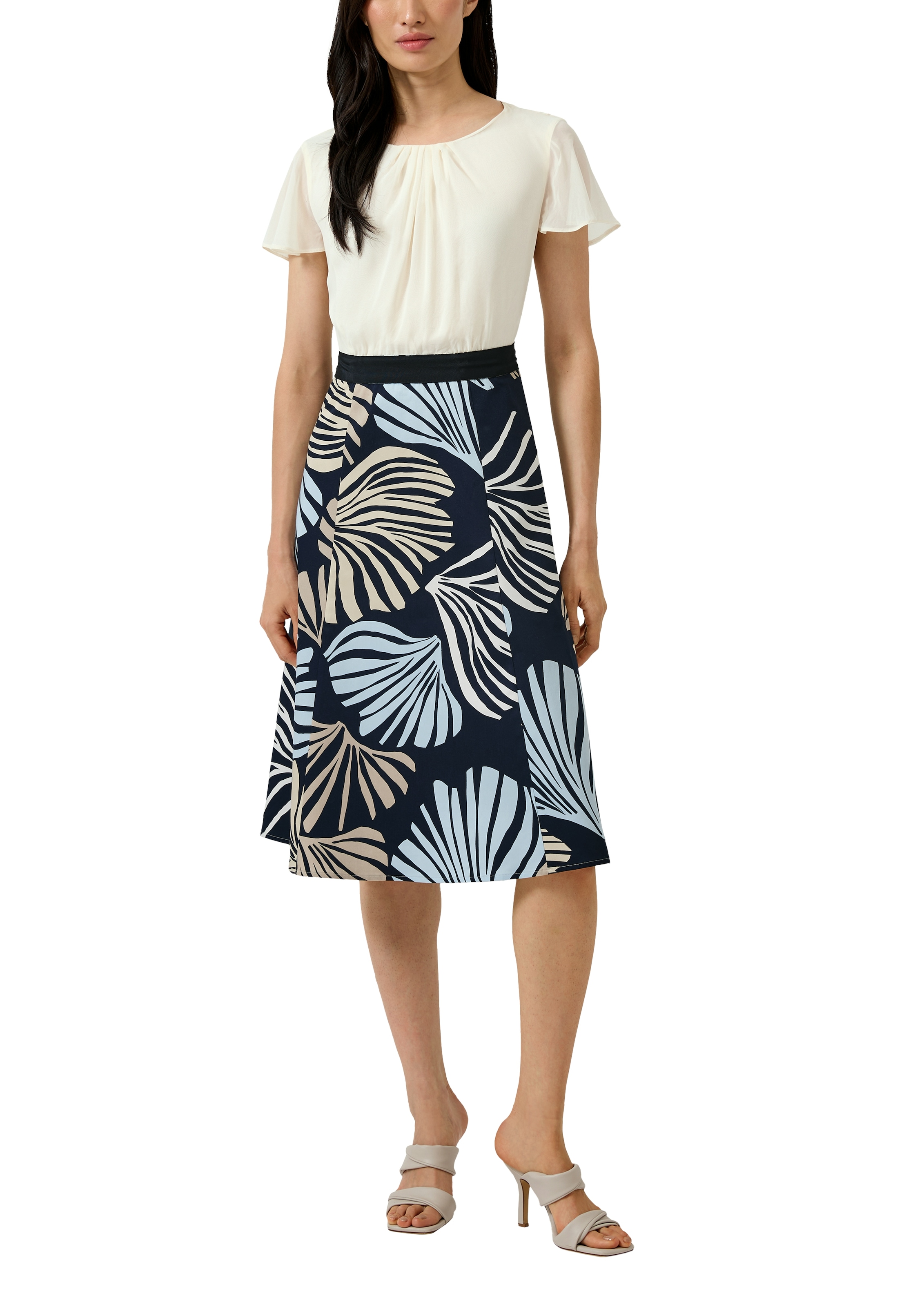 s.Oliver BLACK LABEL Robe midi im Fabricmix und mit floralem Muster