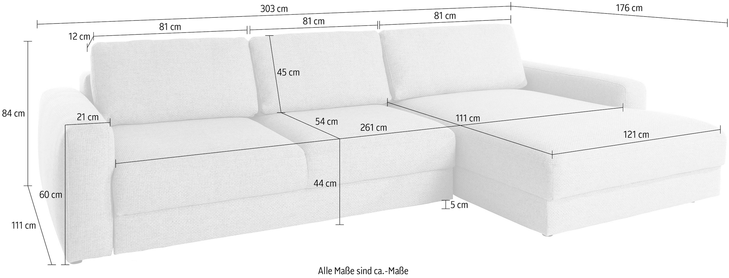 Home affaire Ecksofa »Bloomfield, bequem und elegant, Breite 303cm, L-Form« wahlweise mit Bettfunktion und Bettkasten, Unser Dauertiefpreis