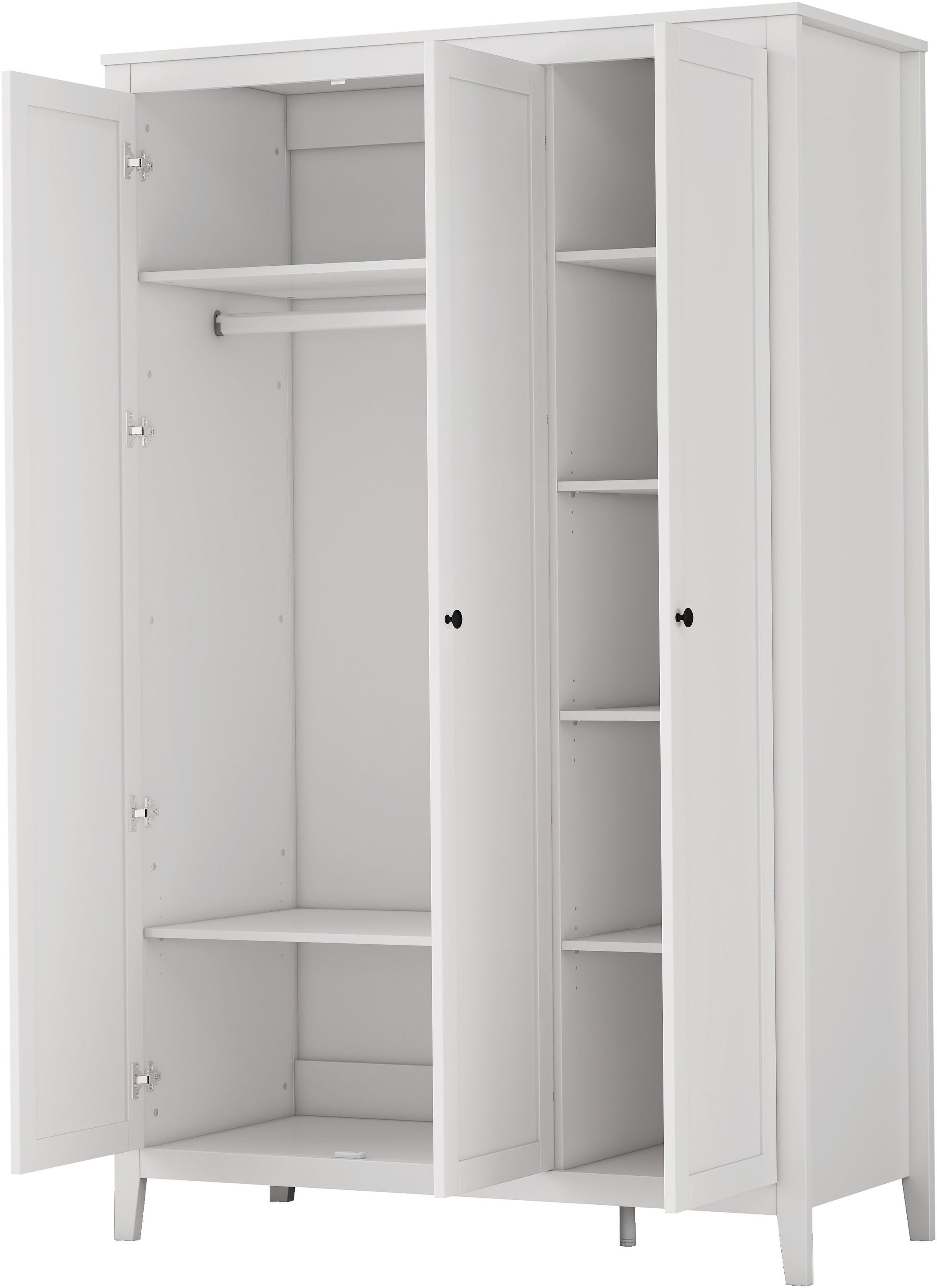 GOODproduct Kleiderschrank »Borkum Schlafzimmerschrank Garderobe Landhaus Bestseller weiss« hochwertige schwarze Griffe aus Metall, 