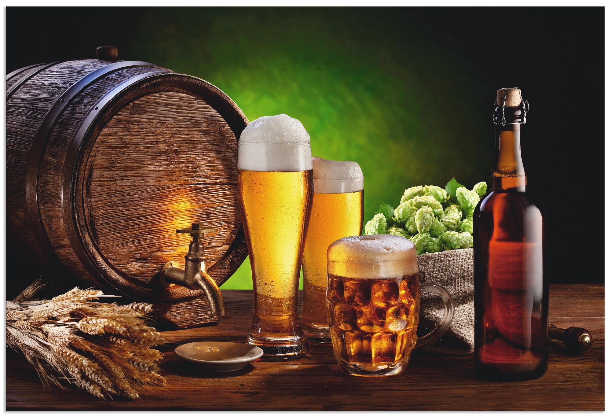 Image of Artland Wandbild "Bier Stillleben" Getränke 1 Stk. tlg. als Alubild, Leinwandbild in verschied. Grössen