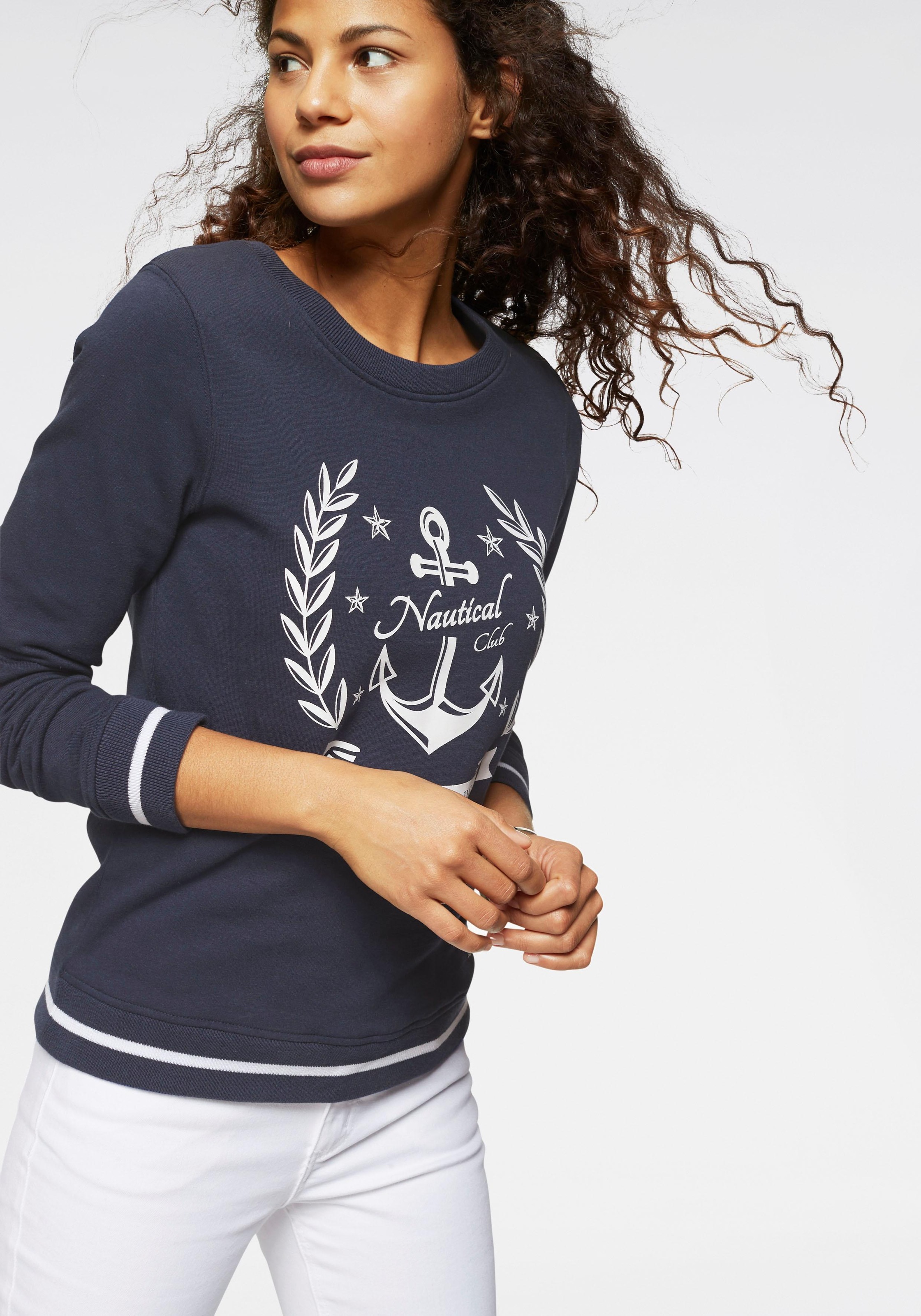 Image of TOM TAILOR Polo Team Sweatshirt, mit gestreiften Rippbündchen an Saum und Ärmelsaum bei Ackermann Versand Schweiz