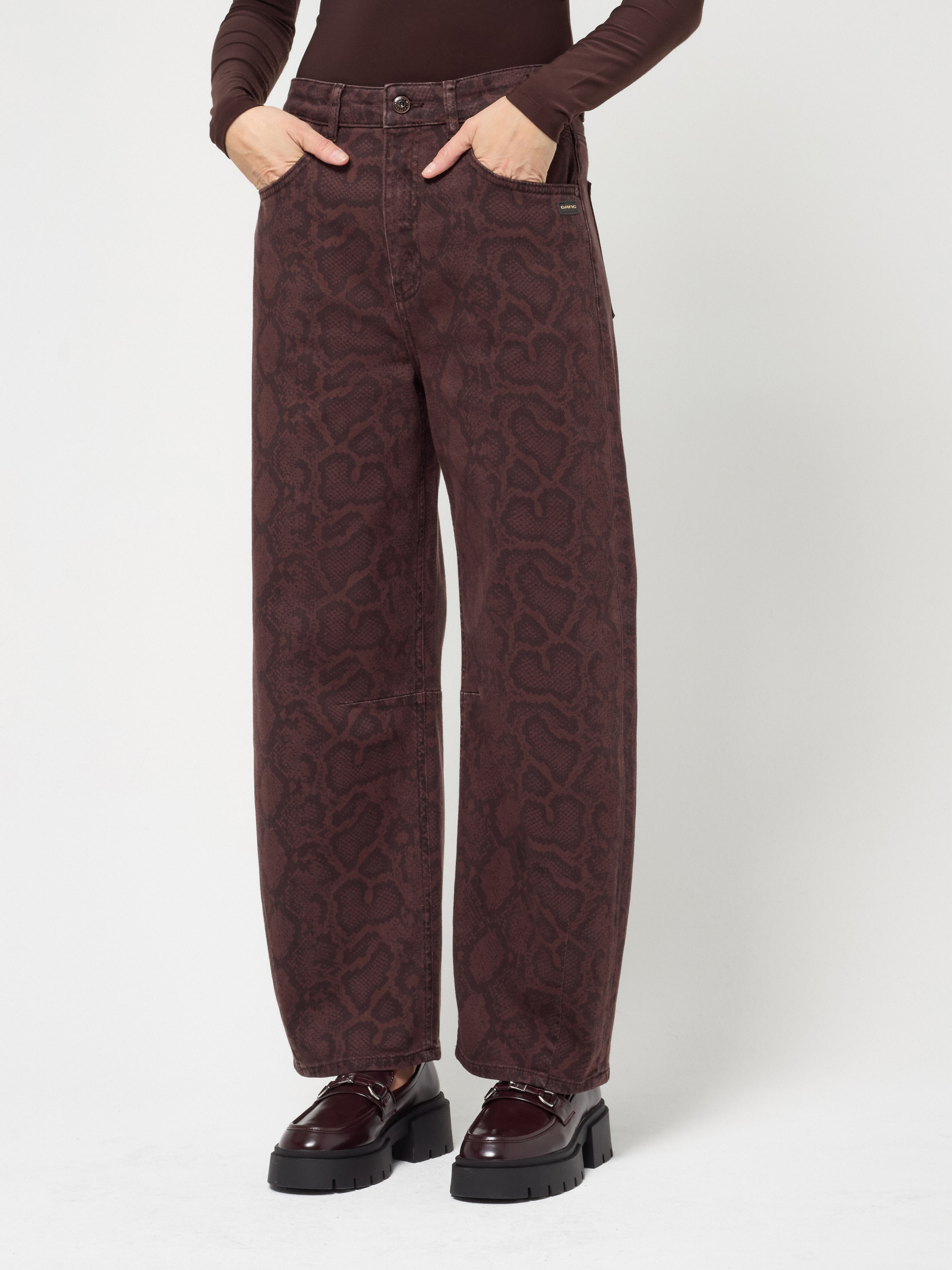 Image of GANG Loose-fit-Jeans "94SARINA" im Barrel Fit mit Knie-Abnähern, Snake Print