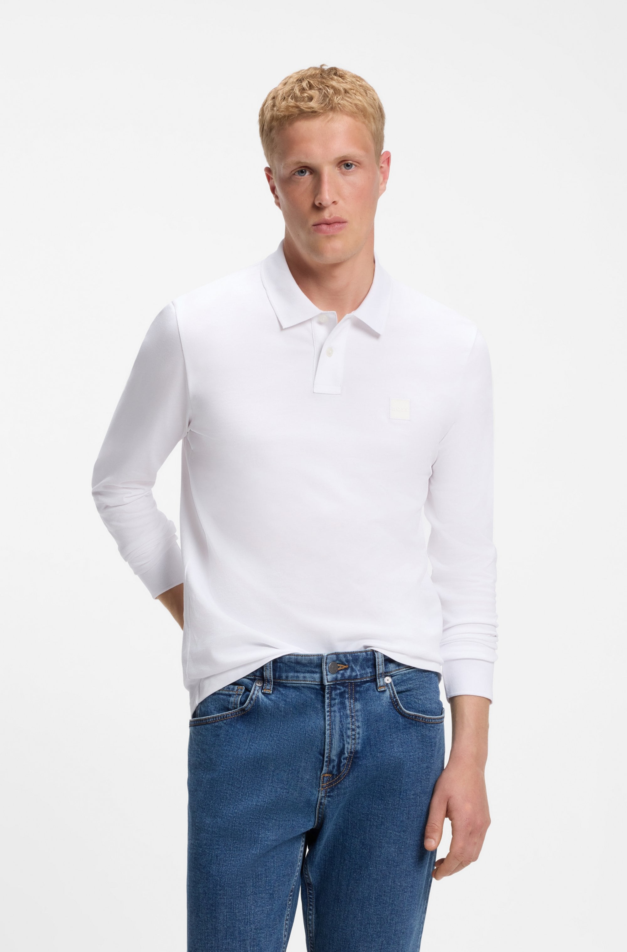 Image of BOSS ORANGE Poloshirt "Passerby" mit BOSS-Logobadge
