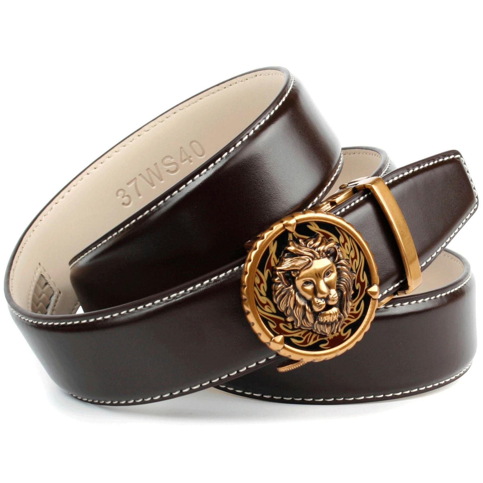 ♕ Anthoni Crown Ledergürtel, in dunkelbraun mit Kontrast Stitching in weiss  versandkostenfrei auf | Anzuggürtel