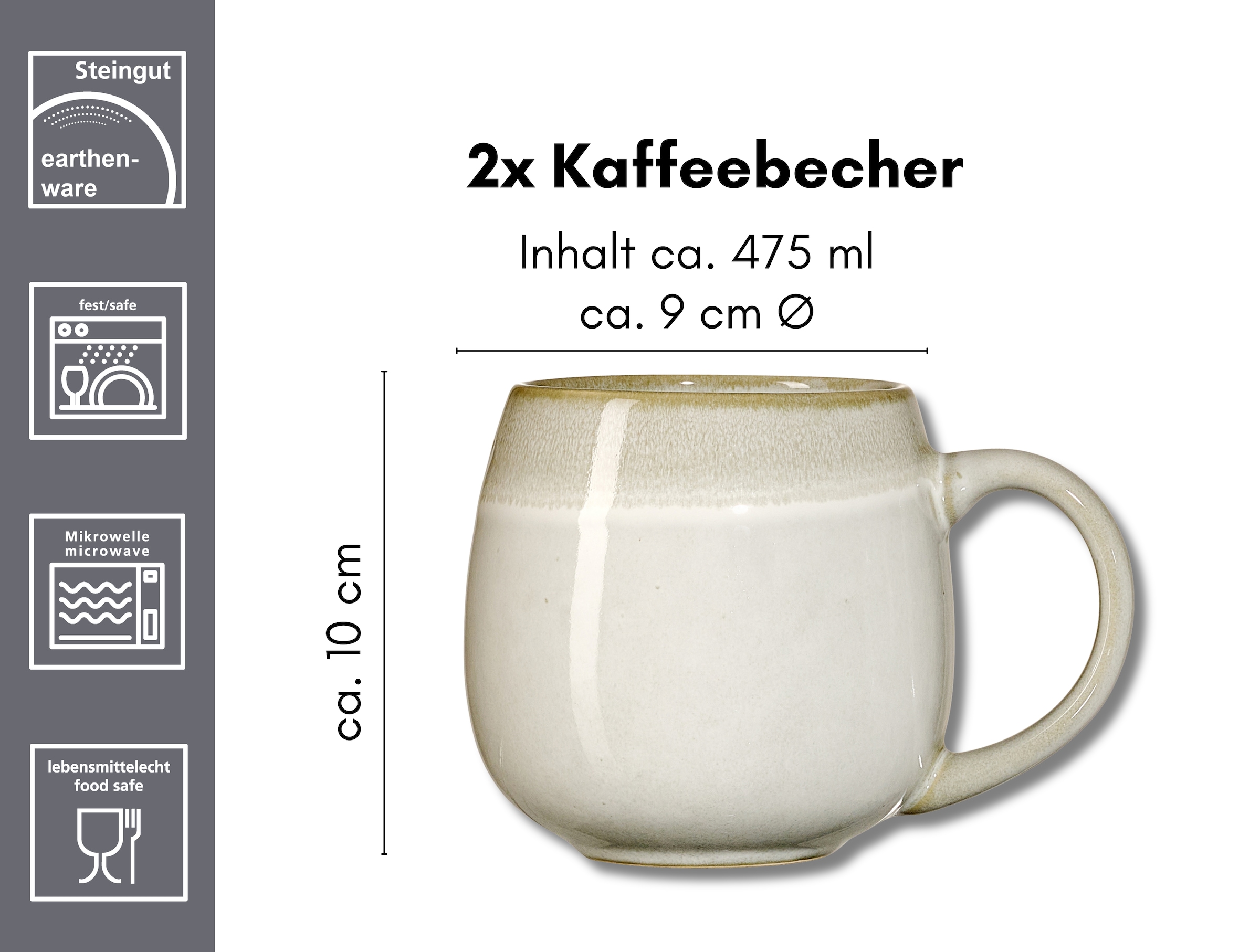 Ritzenhoff & Breker Gobelet »Hygge« 2-teilig, Reaktivglasur, jedes Stück ein Unikat, 475 ml
