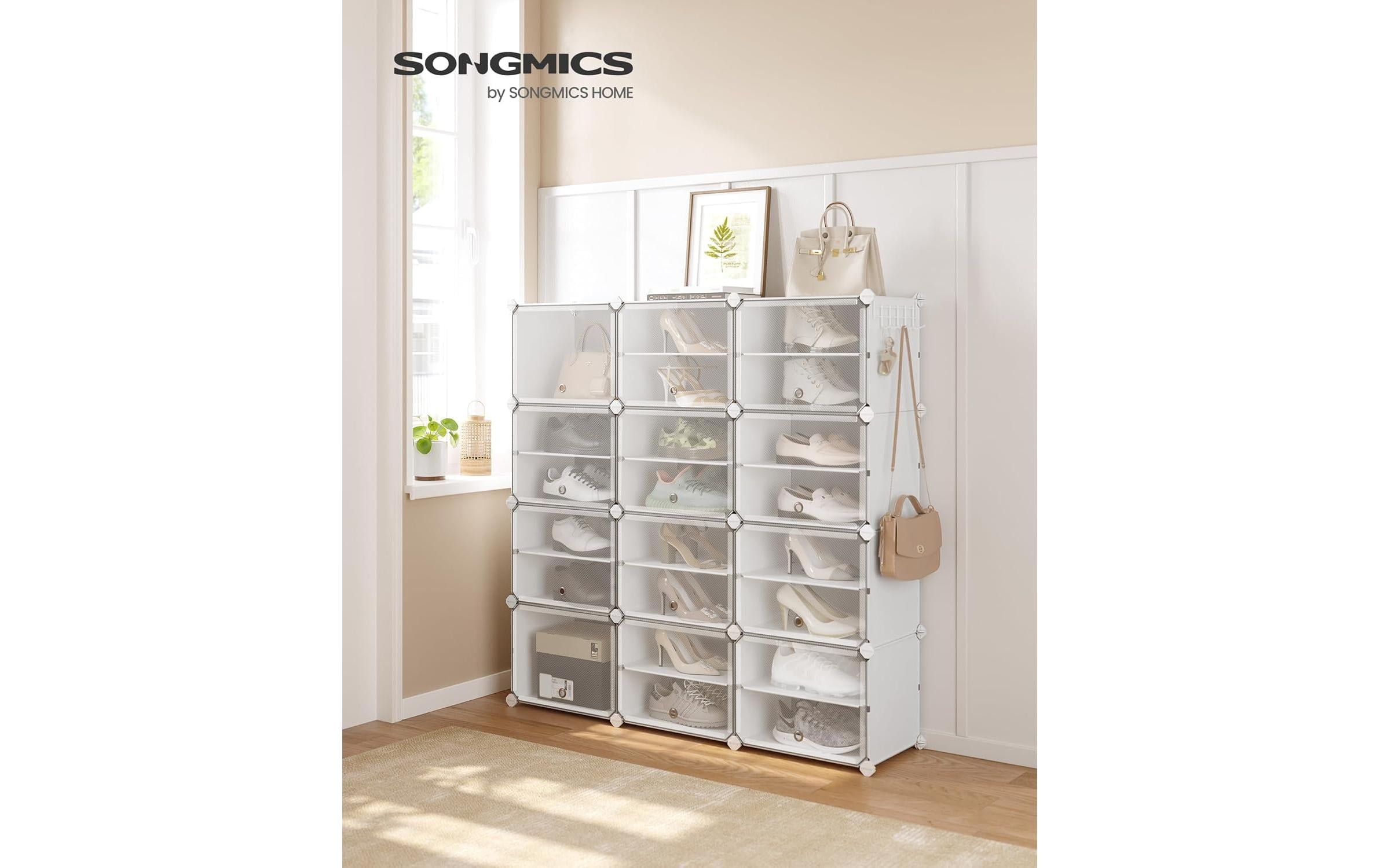 SONGMICS Schuhregal »31.2 x 124.4 cm,« Stapelbare Schuhboxen aus Kunststoff