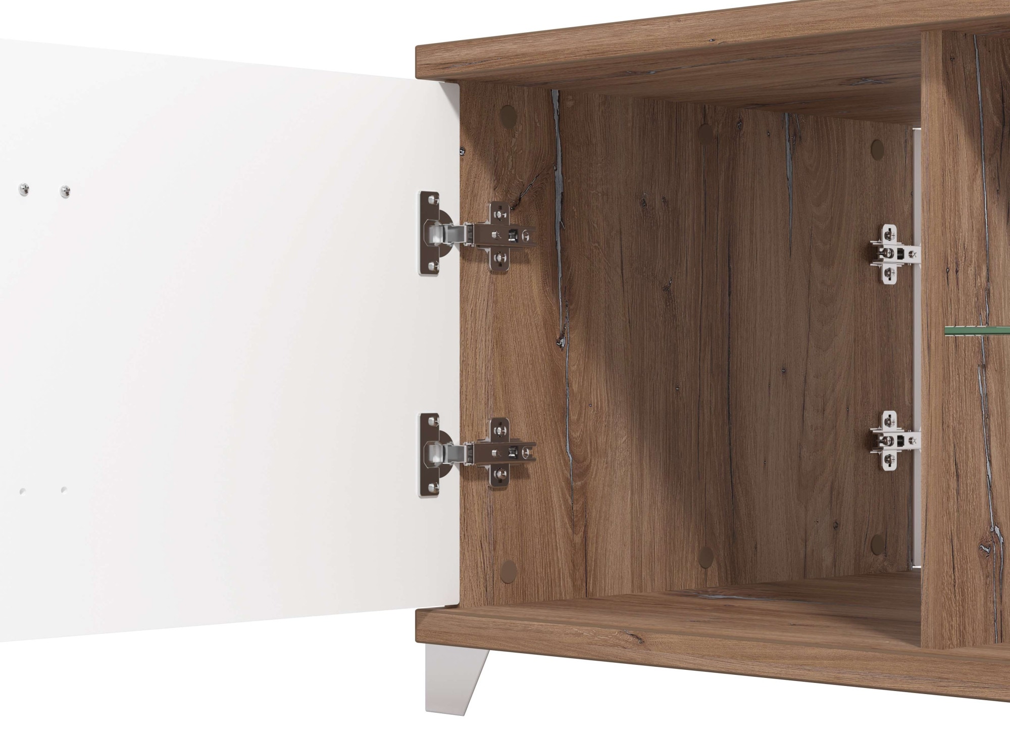 INOSIGN Couchtisch »Burgundy120 cm, rechteckig, in zeitloser Design,« mit viel Stauraum, Flagstaf Eiche Dekor mit Segmenten in Weiss