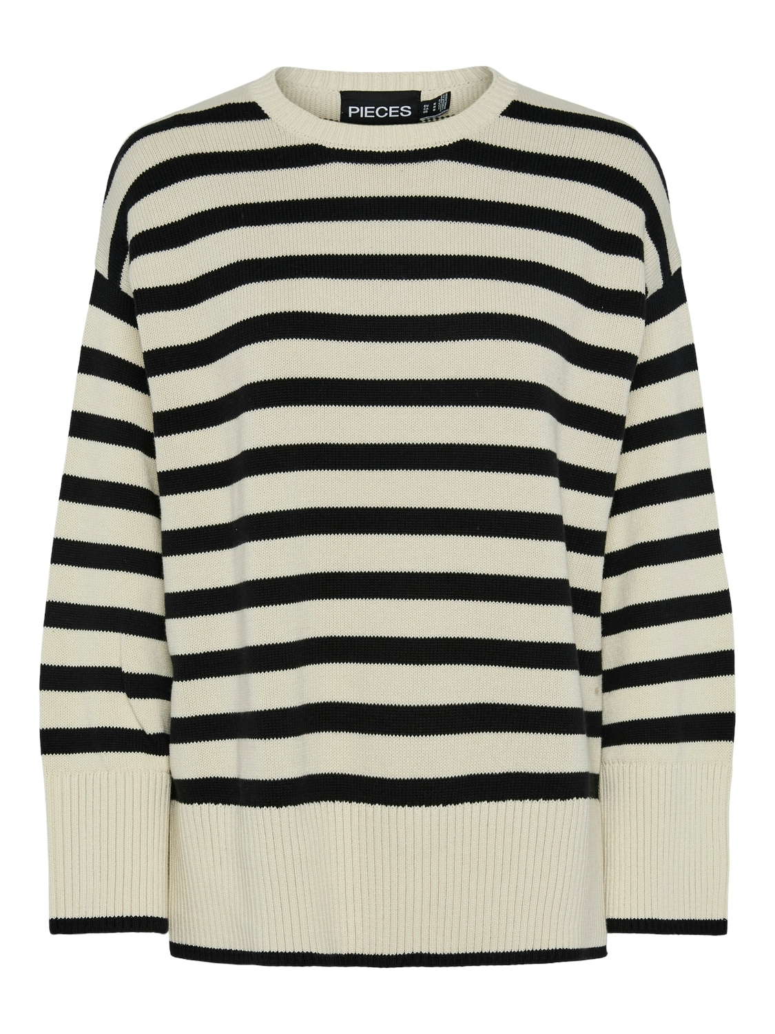 pieces Rundhalspullover »PCAVA LS O-NECK SLIT KNIT NOOS«
