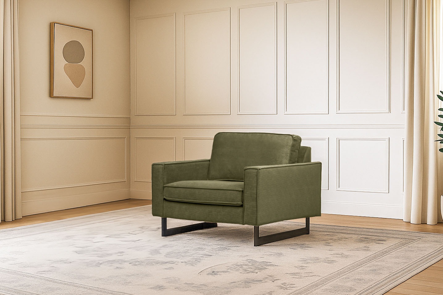 Places of Style Loveseat »Pinto 105 cm, Cord, Chenille, Lederoptik«, mit Keder, Metallfüssen und auch in Cord Bezug erhältlich