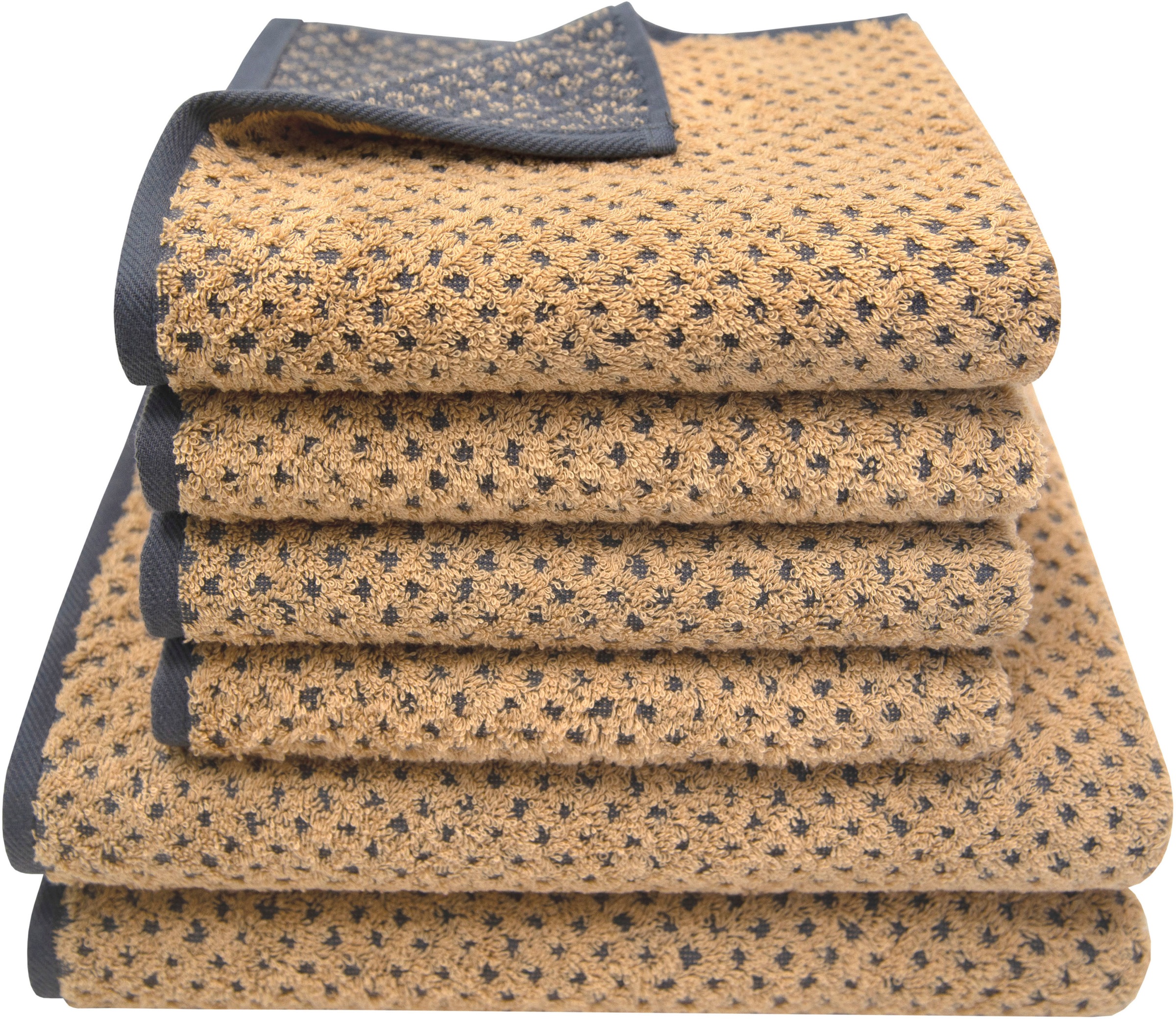 Image of Dyckhoff Handtuch Set "Golden Shades Rhombus" Set 6 Stk. Walkfrottier Kuschelig weich; 4 Handtücher (50x100cm), 2 Duschtücher (70x140cm)