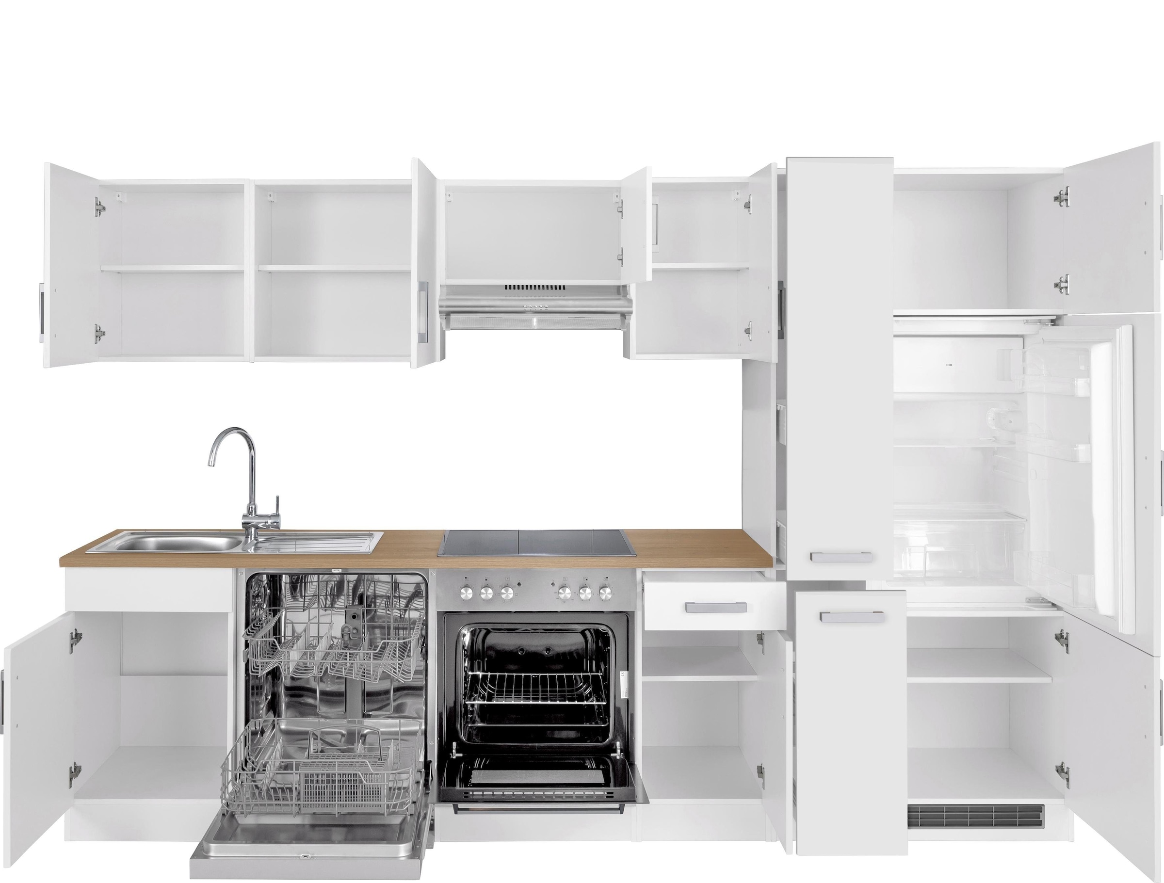 KOCHSTATION Kitchenette »KS-Gera« Largeur 300 cm, avec appareils électriques en option, avec plan de travail