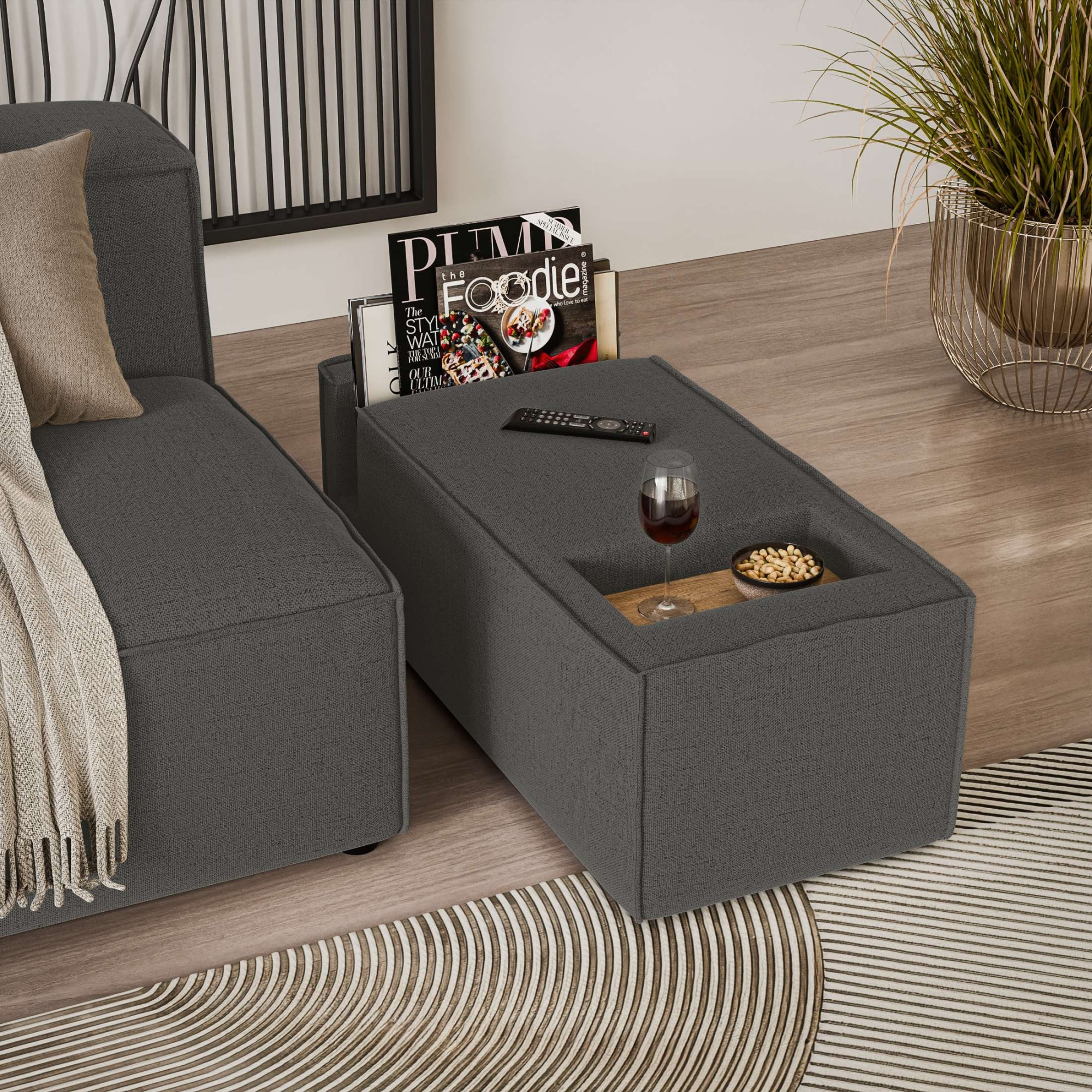 INOSIGN Sofaelement »HAILY Tisch XL für das Modulsofa, extra tief, Masse B/T/H: 45/130/37 cm«, als Modul oder separat verwendbar, mit Steckfach und Ablagefläche
