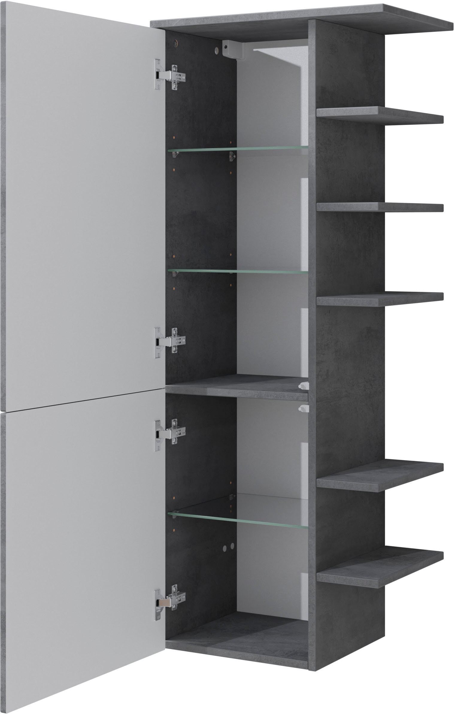 Saphir Midischrank »Quickset 945 Badschrank 50 cm breit, 2 Türen, seitliche Ablagen« Badezimmer-Midischrank inkl. Türdämpfer, Griffe in Chrom glänzend