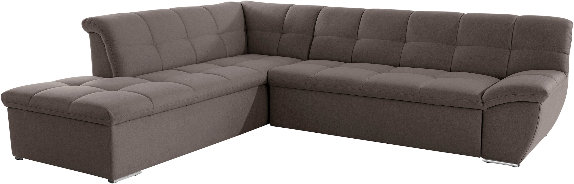 DOMO collection Ecksofa »Lagoa, moderne Sitzheftung, bequem und komfortabel, L-Form« wahlweise mit Bettfunktion, frei im Raum stellbar, grosse Farbvielfalt